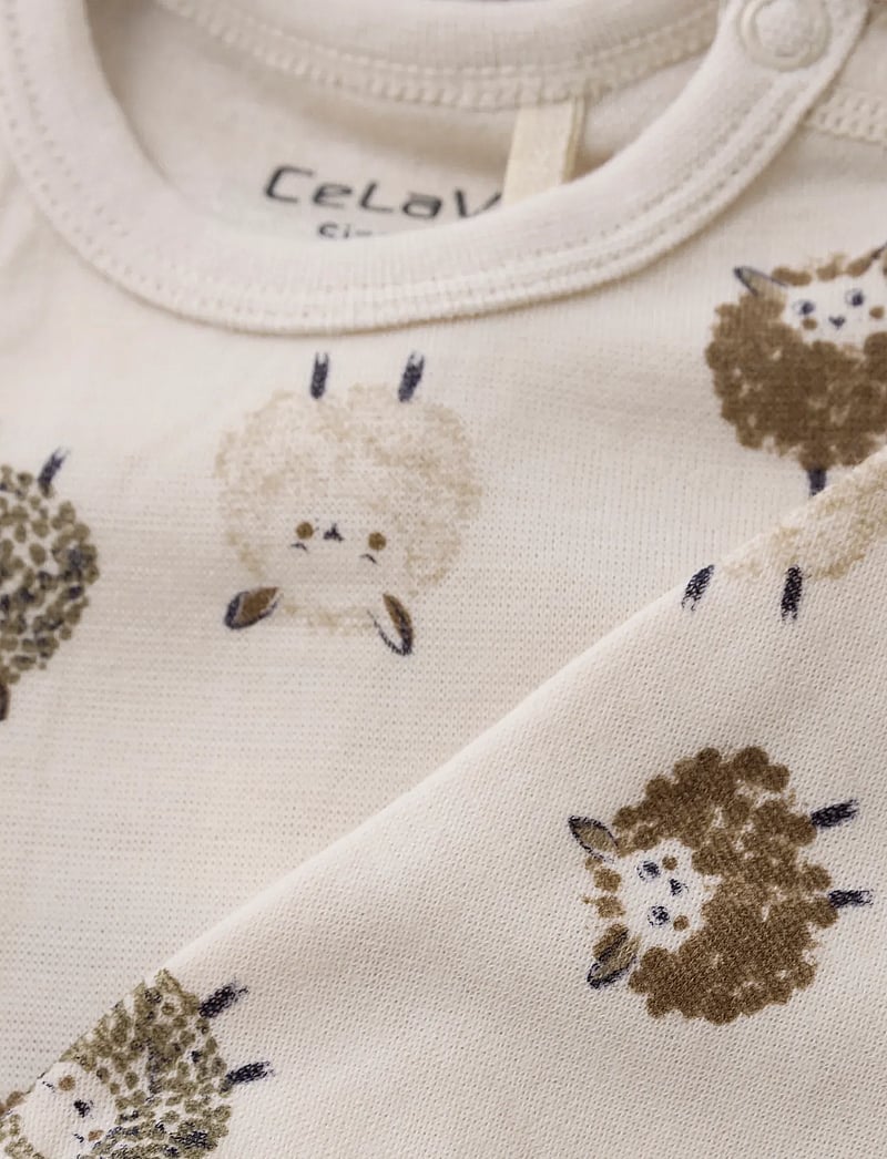 CeLaVi - Body LS - AOP - uldundertøj baby - savannah tan - 2