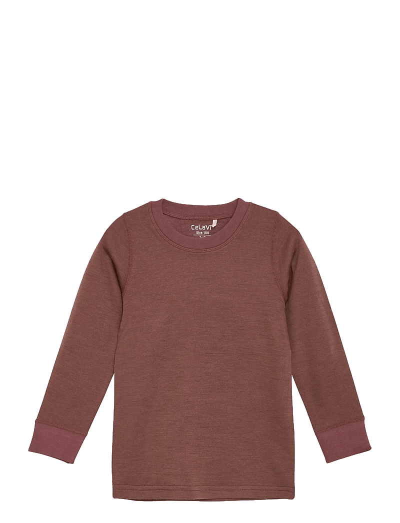 CeLaVi - Blouse LS - Solid - langærmede t-shirts - marron - 0