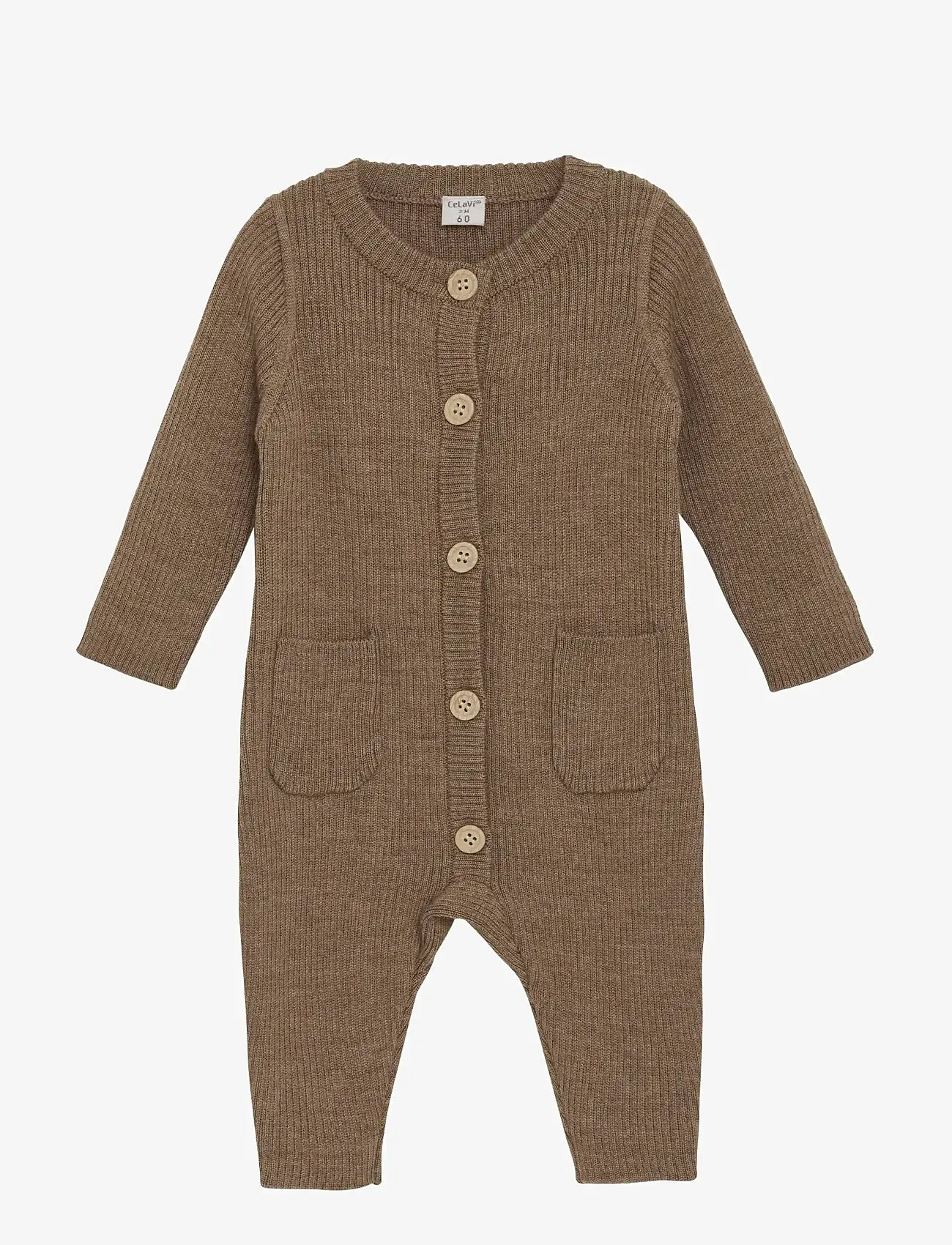 CeLaVi - Jumpsuit - Knitted - underställ baby - cocoa creme - 0