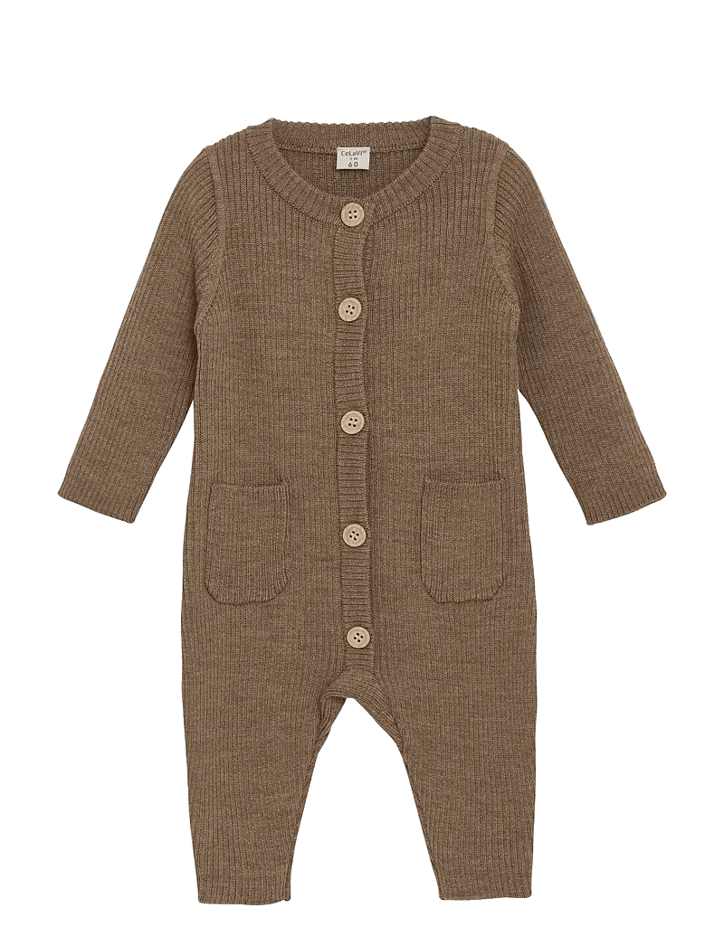 CeLaVi - Jumpsuit - Knitted - underställ baby - cocoa creme - 0