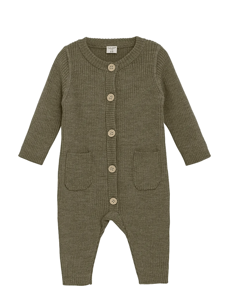 CeLaVi - Jumpsuit - Knitted - underställ baby - dusky green - 0
