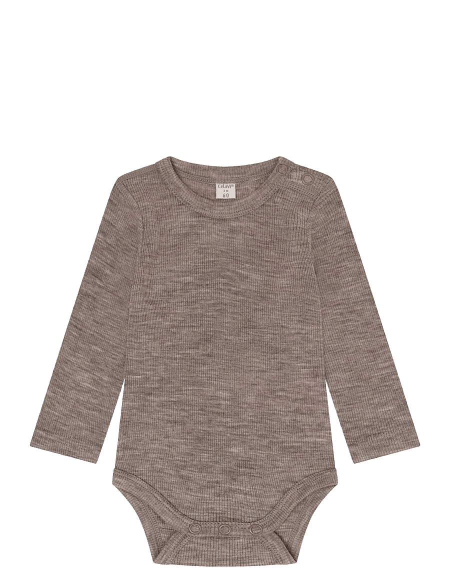 CeLaVi - Body LS - SOLID - base layer baby - walnut melange - 0