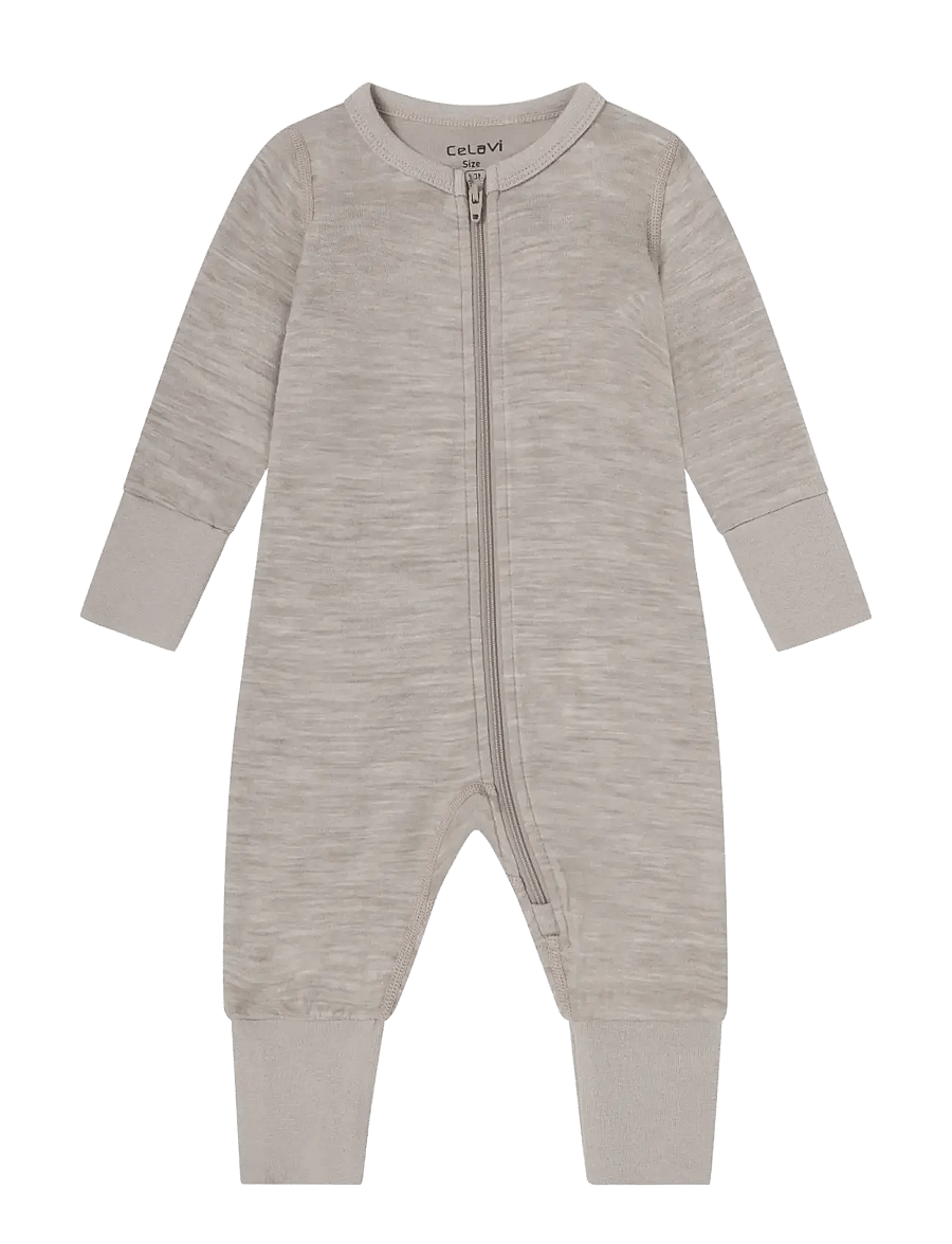 CeLaVi - Jumpsuit LS - SOLID - funkionsunterwäsche - baby - mocha meringue melange - 0