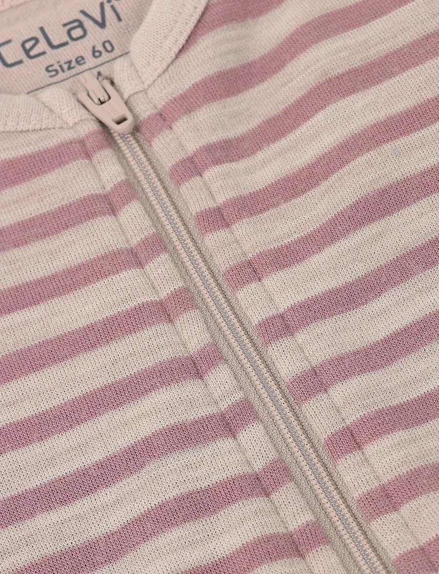 CeLaVi - Jumpsuit LS - YD Stripe - funkionsunterwäsche - baby - grape shake - 2