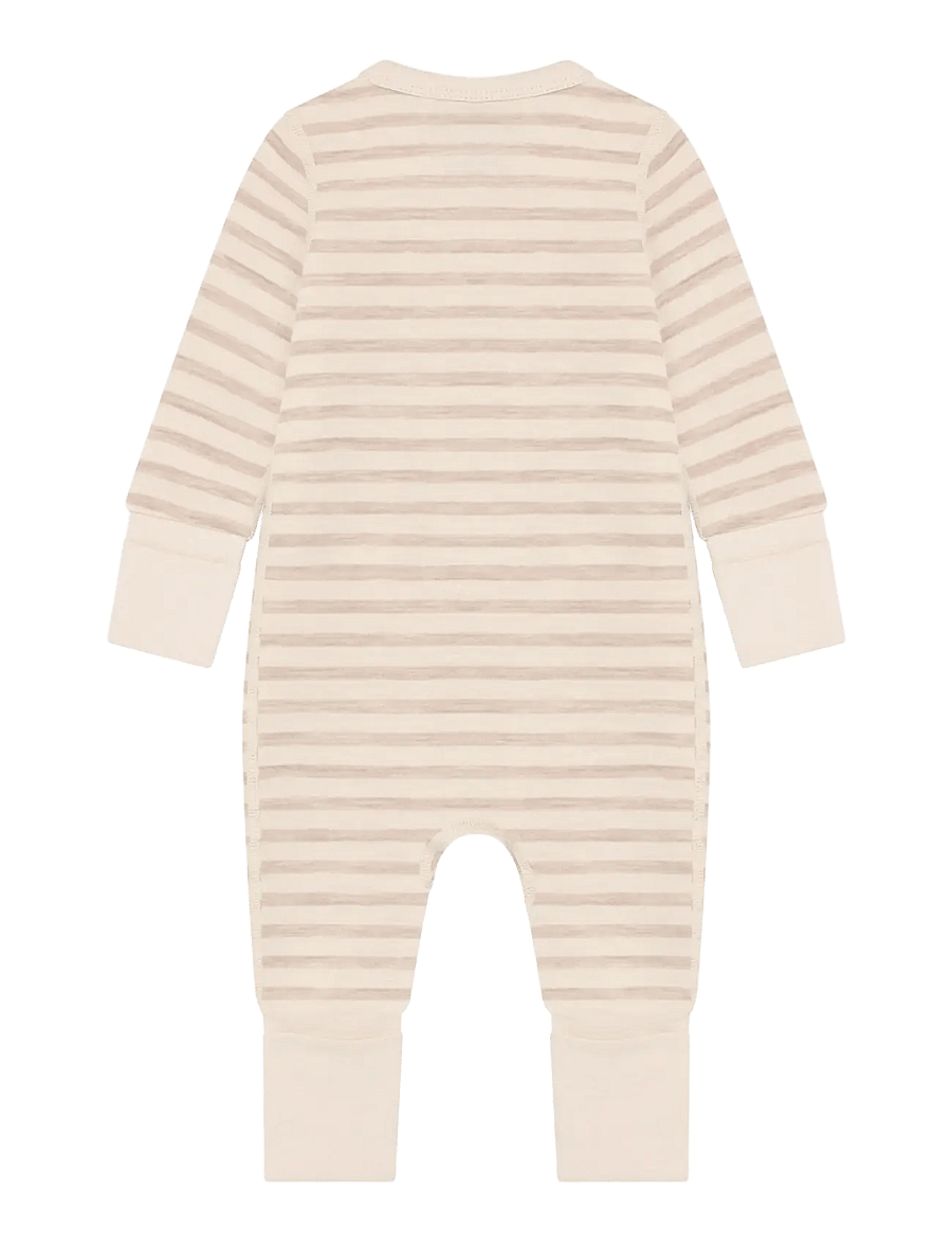 CeLaVi - Jumpsuit LS - YD Stripe - funkionsunterwäsche - baby - mocha meringue - 1