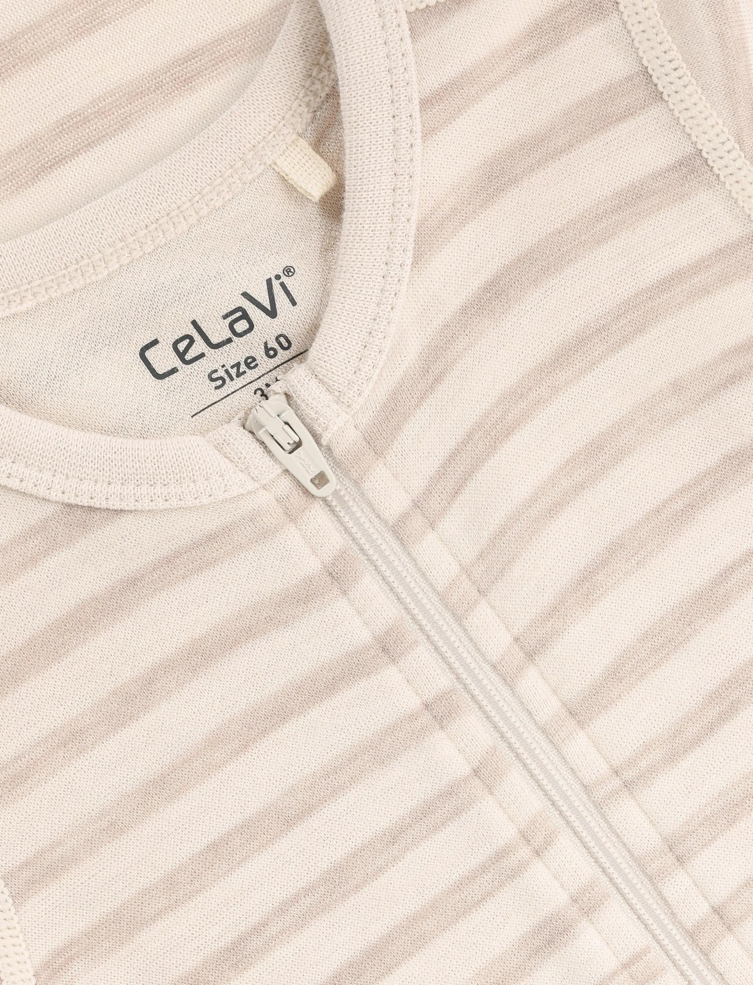 CeLaVi - Jumpsuit LS - YD Stripe - funkionsunterwäsche - baby - mocha meringue - 2