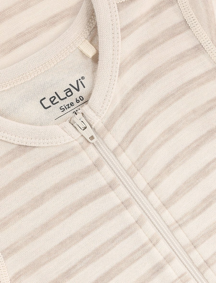 CeLaVi - Jumpsuit LS - YD Stripe - funkionsunterwäsche - baby - mocha meringue - 2