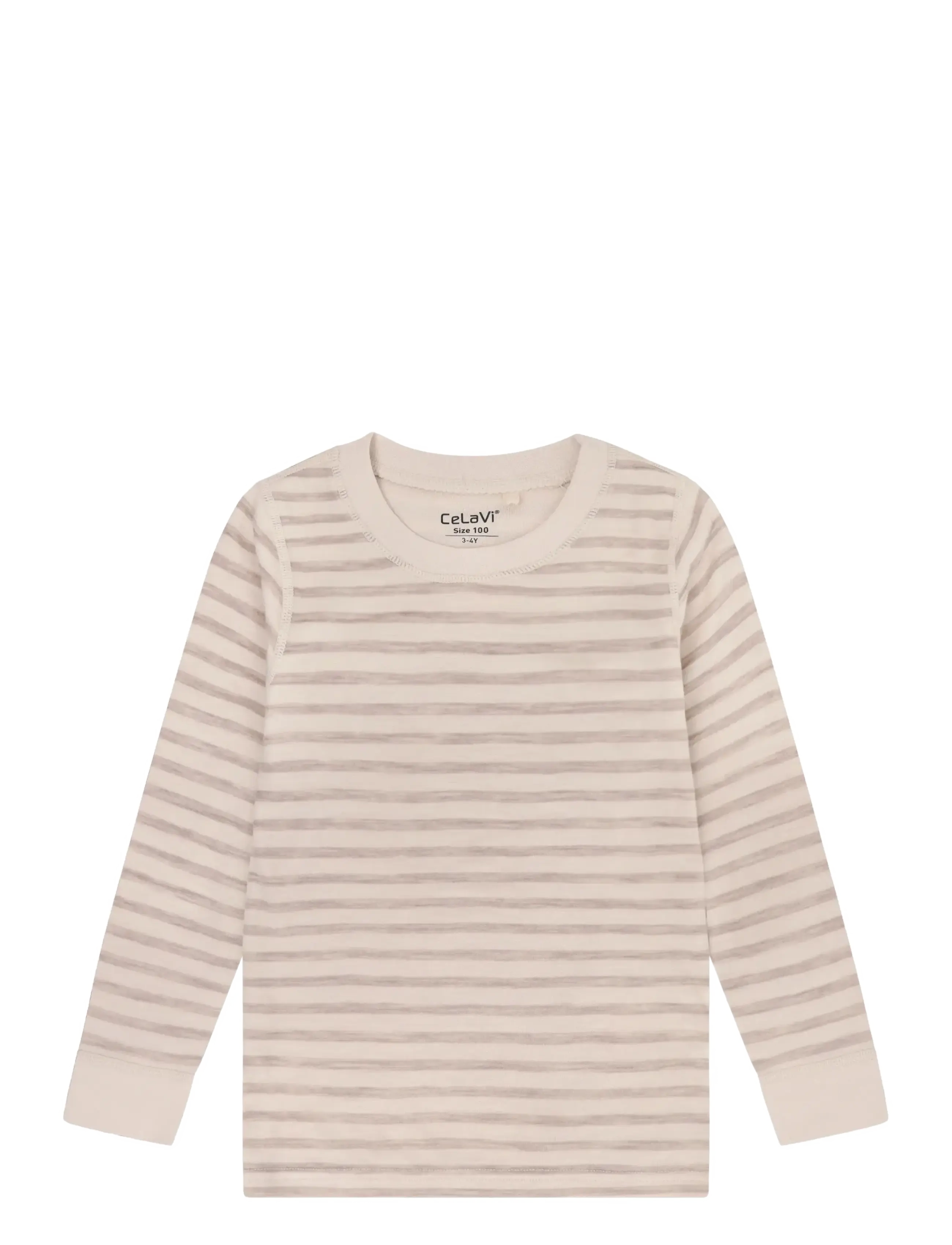 CeLaVi Blouse LS - YD Stripe - Beebiriided - MOCHA MERINGUE / beige