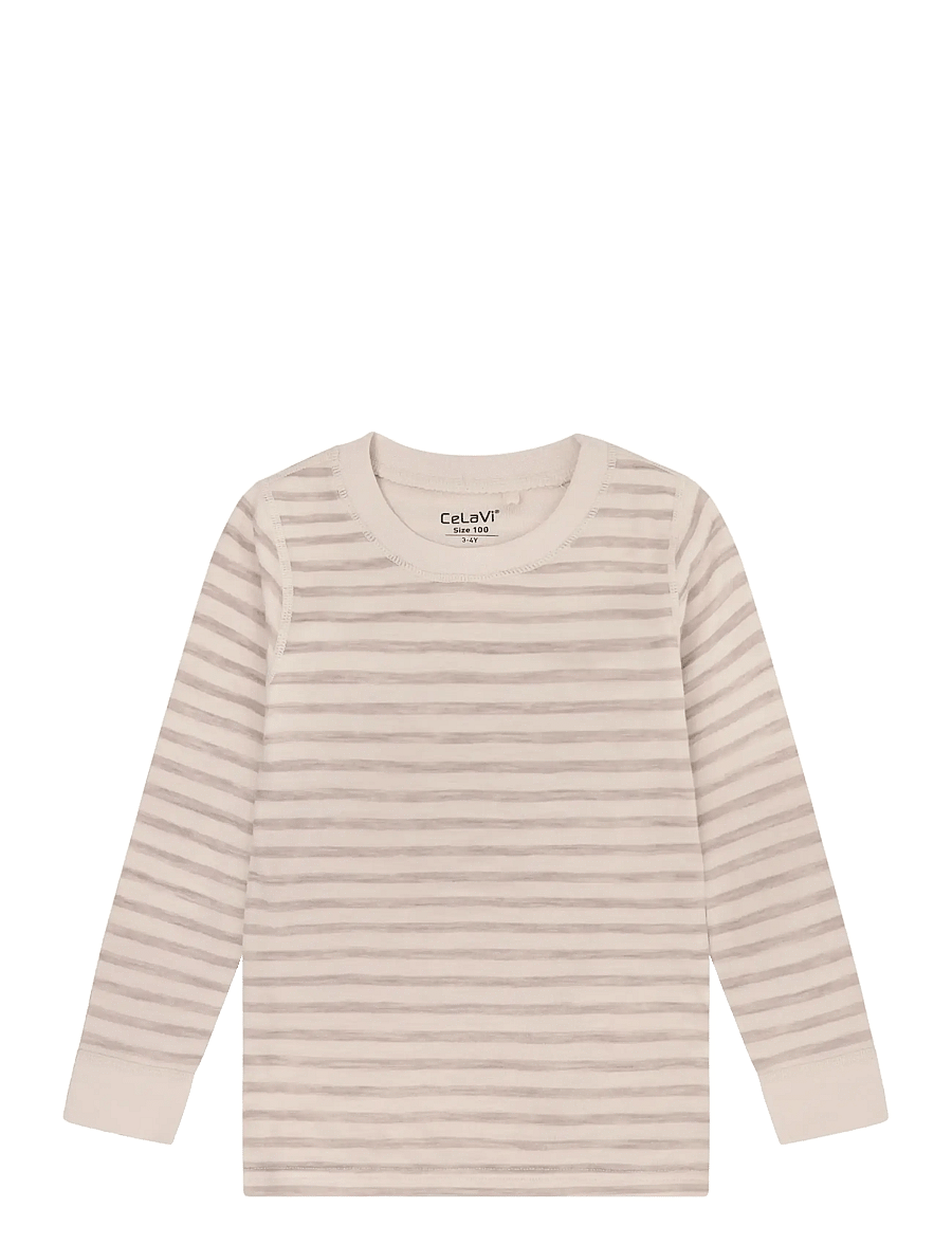 CeLaVi - Blouse LS - YD Stripe - mocha meringue - 0