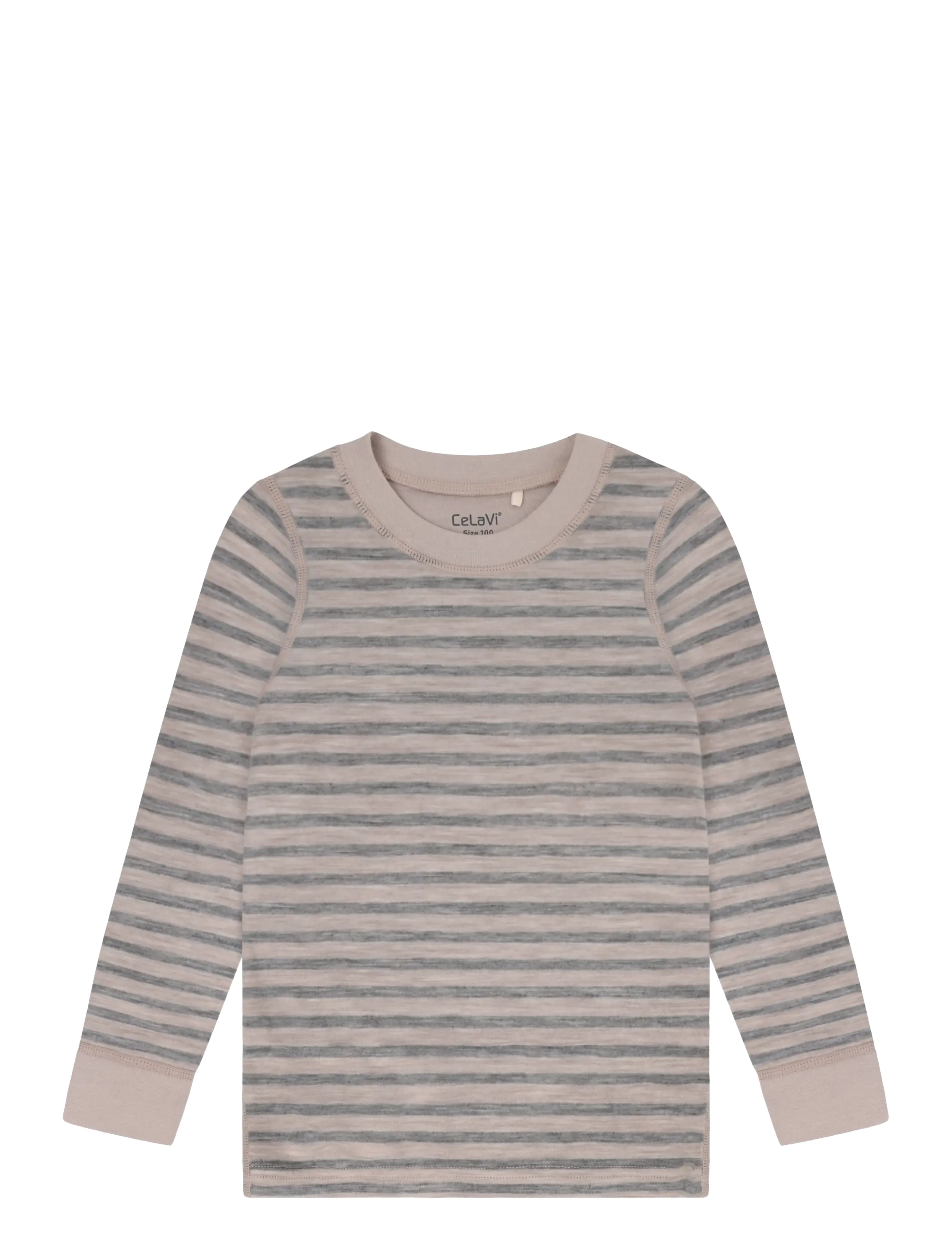 CeLaVi Blouse LS - YD Stripe - Wollkleidung - QUIET SHADE / beige