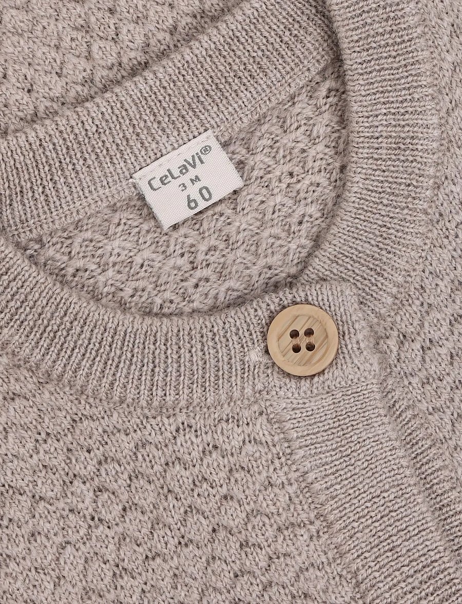 CeLaVi - Jumpsuit - Knitted - baselayer til baby - mocha meringue melange - 2