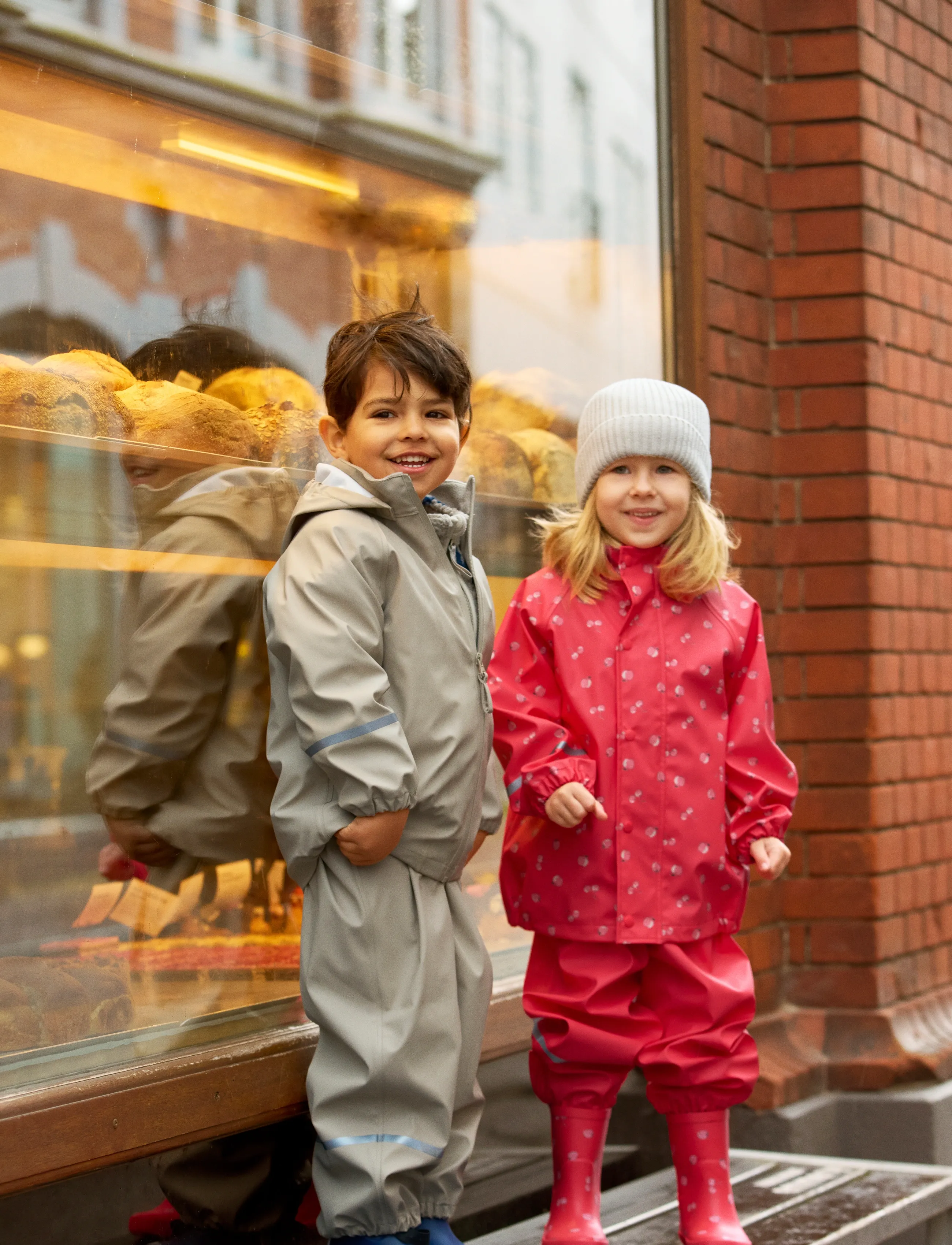 CeLaVi Basic Rainwear Set -Recycle Pu, 100, Rainwear, Beige - Sets, Kinder