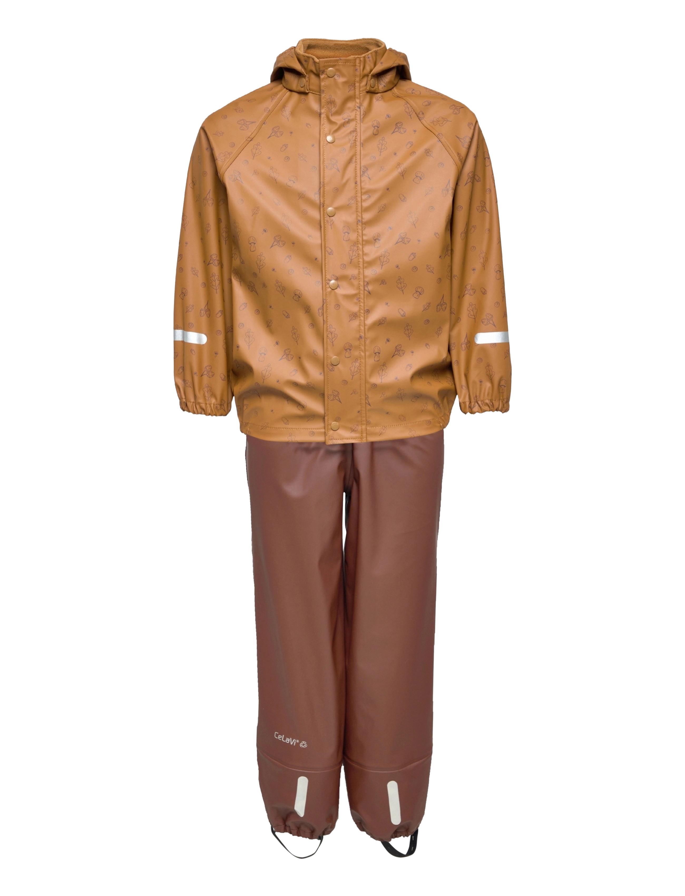 CeLaVi Rainwear Set Aop -Recycle Pu, 68-74, Rainwear, Braun - Sets, Kinder