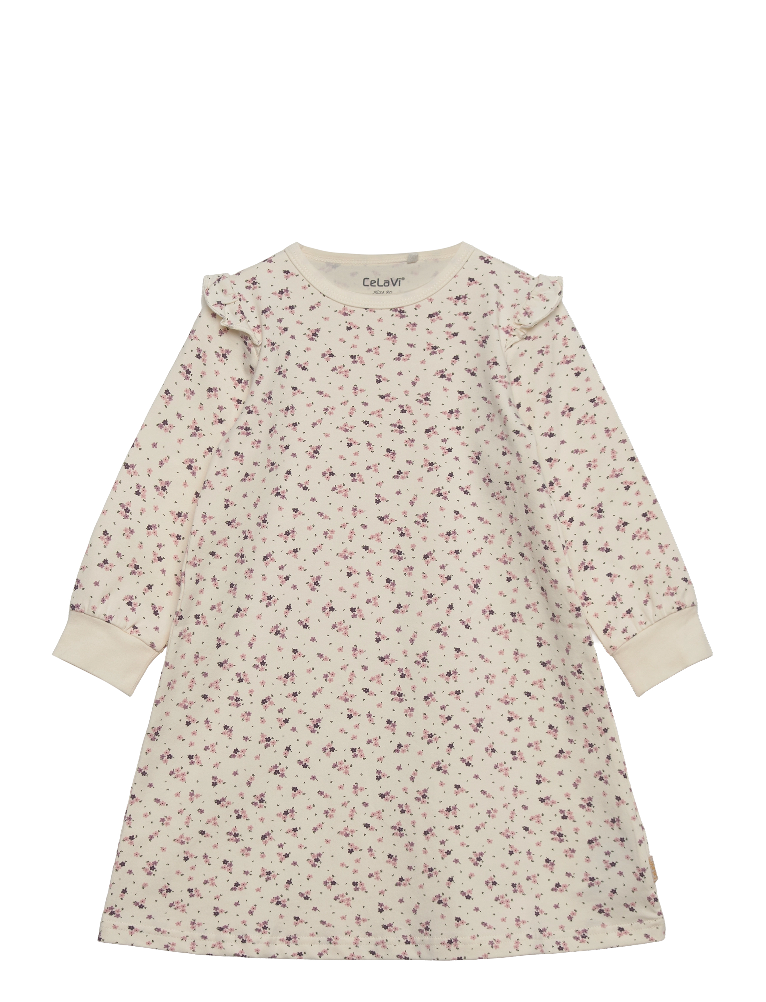 CeLaVi Nightdress -Aop, 110, Casual Dresses, Creme - Long-sleeved Kinder