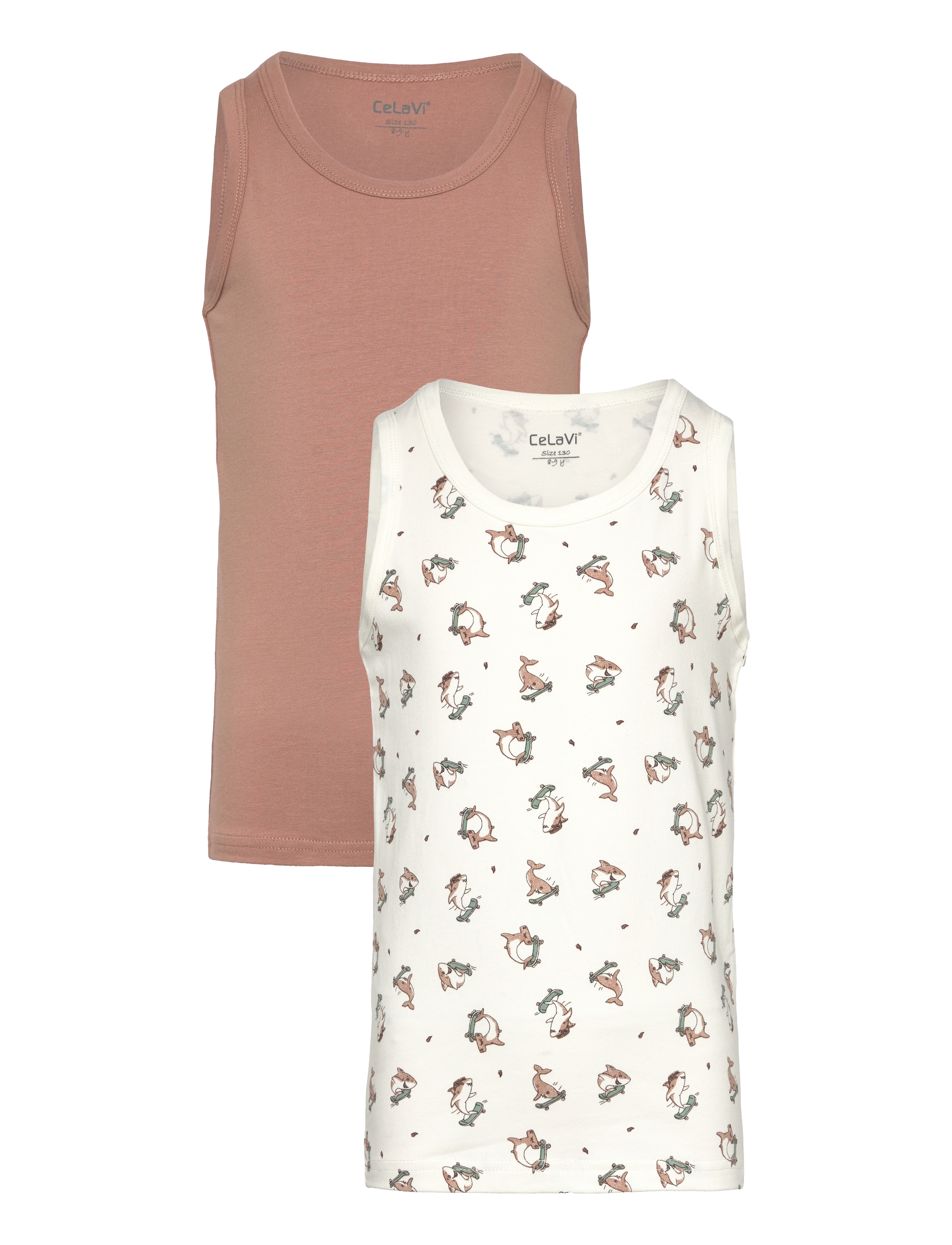CeLaVi Undershirt 2-pack - Overdele - BEAVER FUR / multi