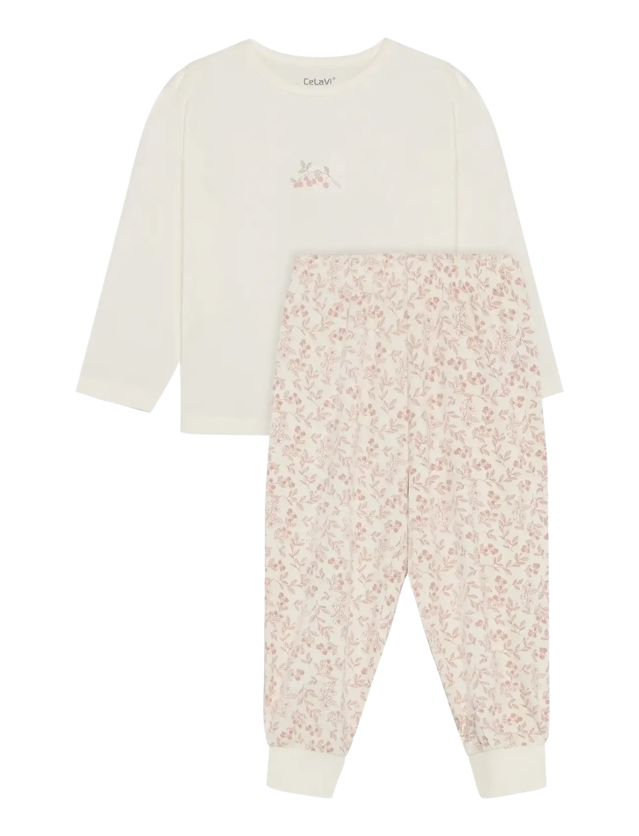 CeLaVi Pyjamas w. AOP - Pyjamasset - SNOW WHITE / cream