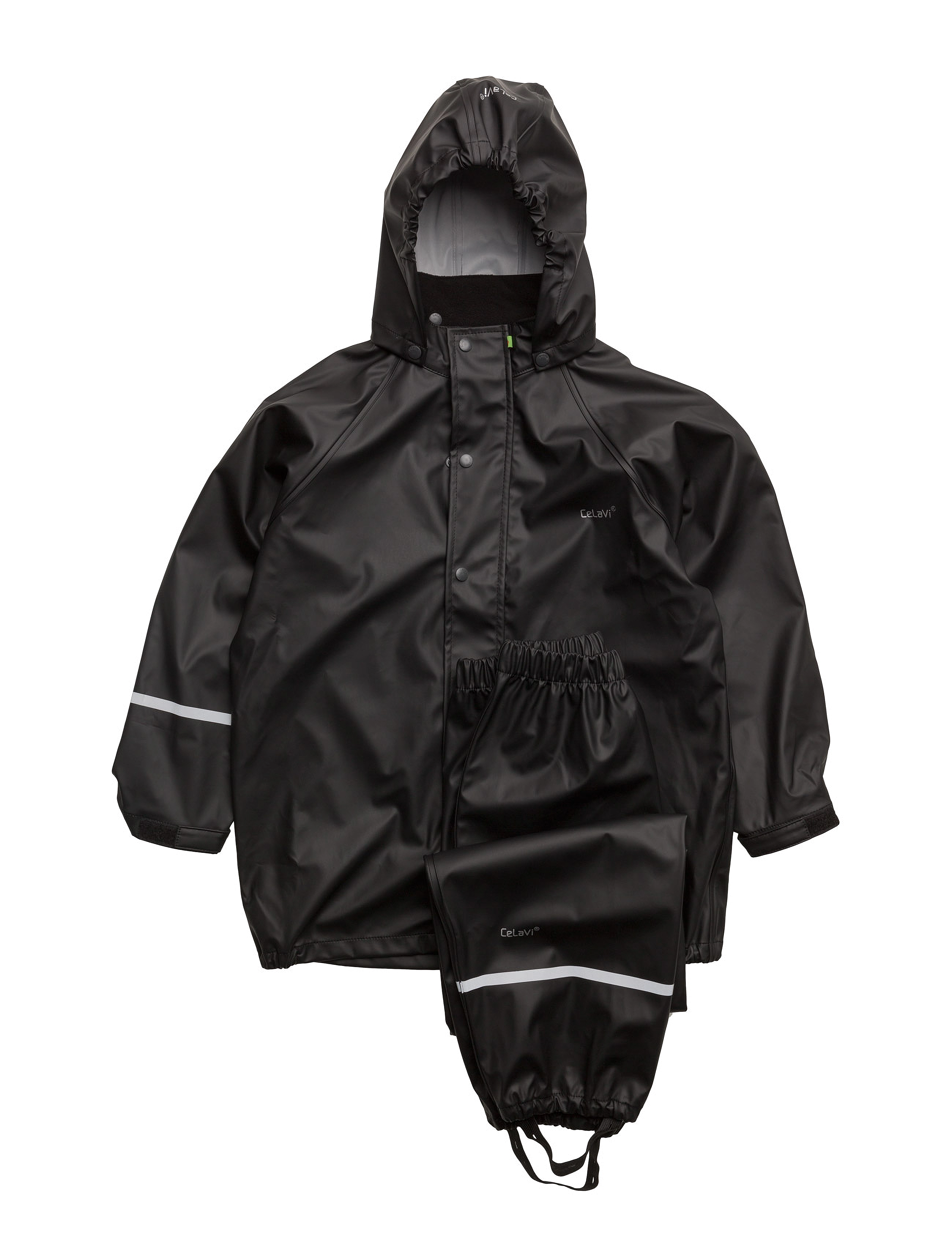 CELAVI Basic Regenanzug, Pu Schwarz - 80 - Kinder