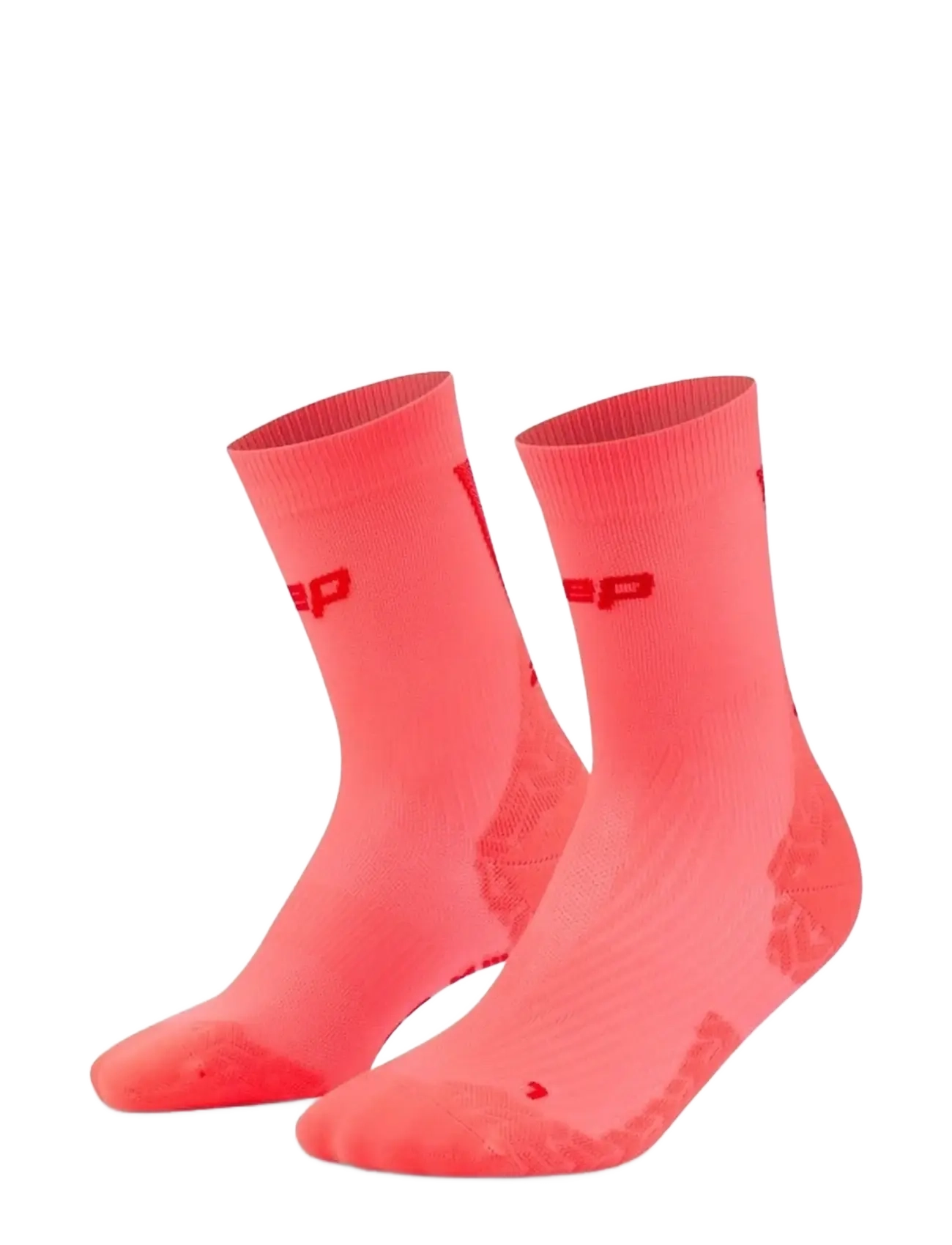 CEP CORE RUN ULTRALIGHT SOCKS, MID CUT, 4.0 - Riided - NEON CORAL/RED / coral