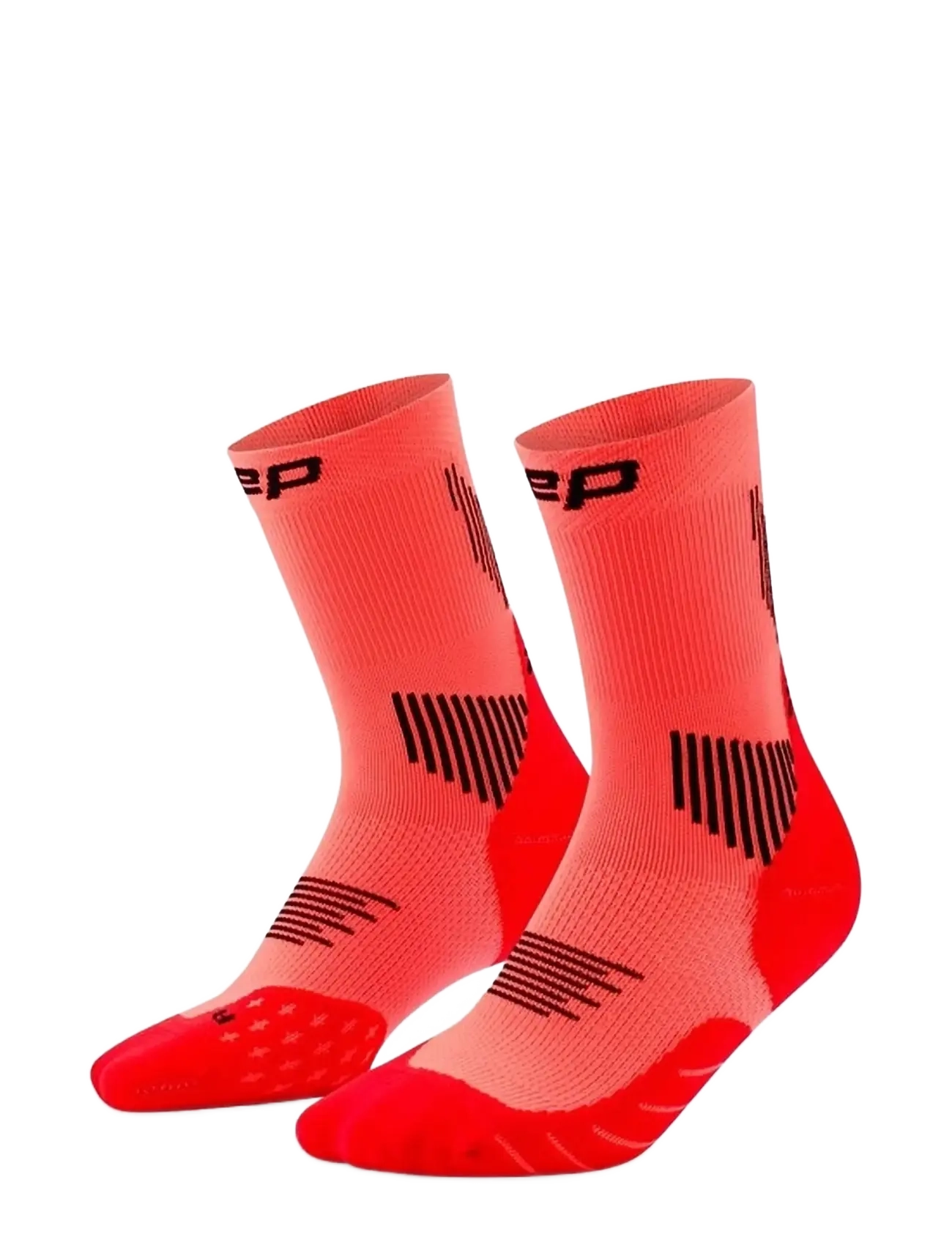 CEP CORE RUN SOCKS, MID CUT, 5.0 - Riided - NEON CORAL / coral