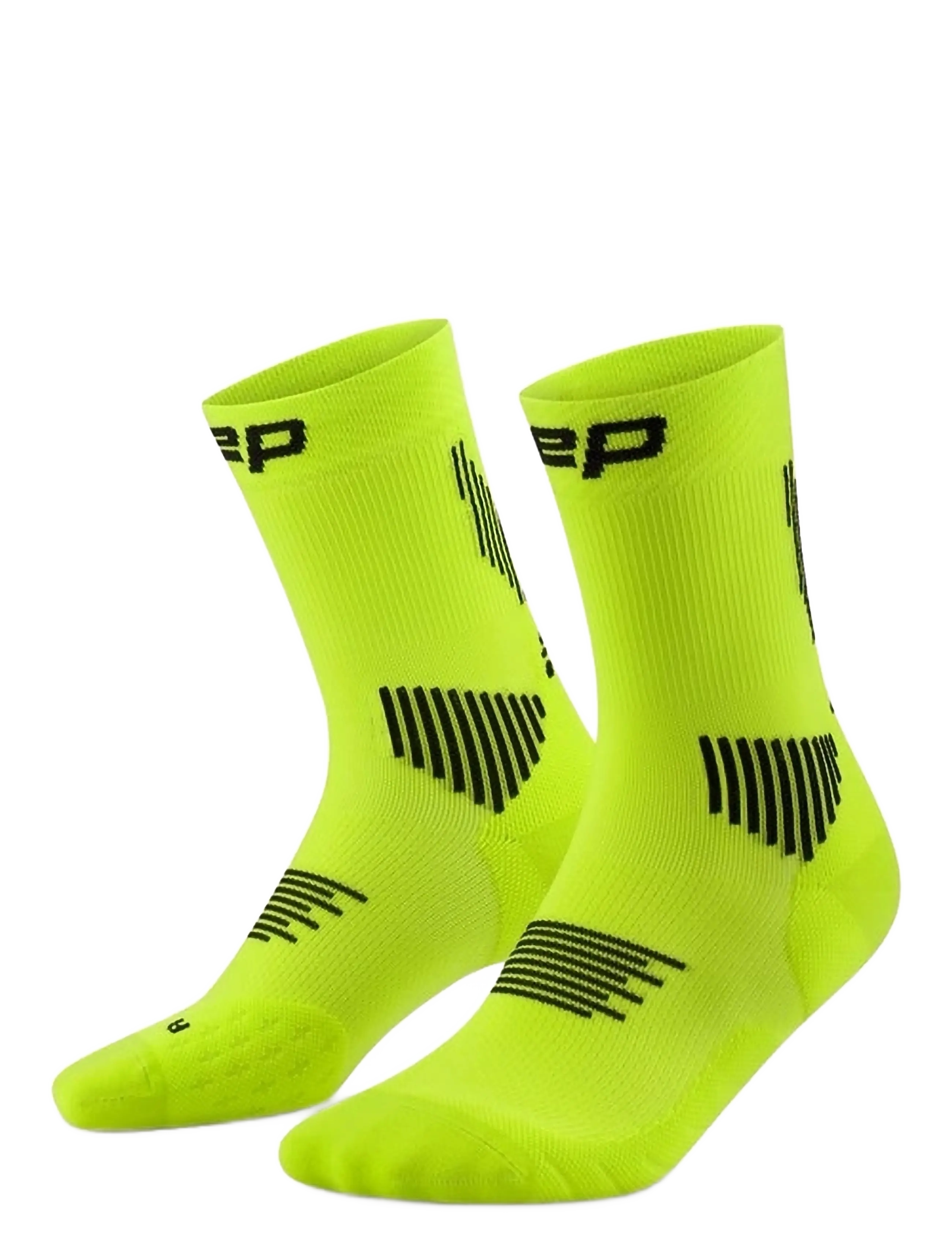 CEP CORE RUN SOCKS, MID CUT, 5.0 - Underkläder - LIME/BLACK / yellow