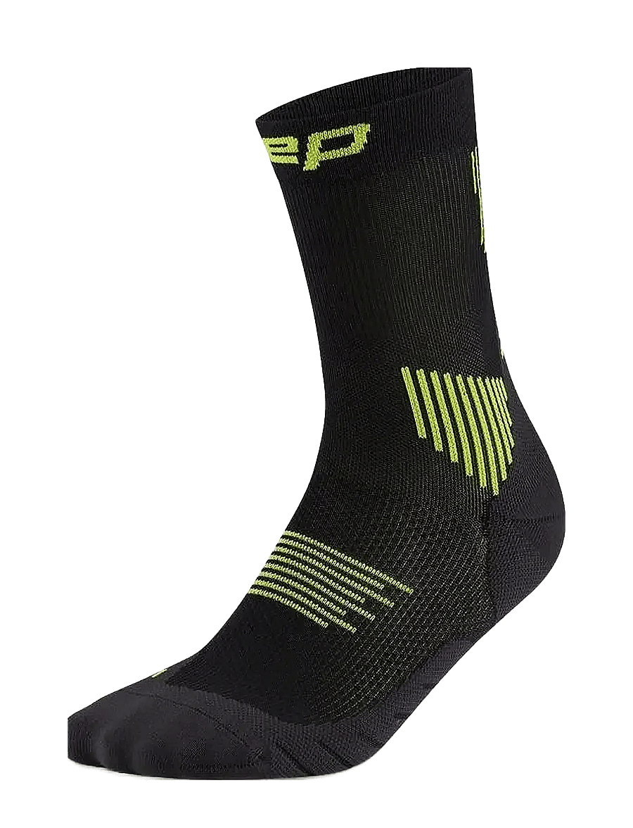 CEP - CORE RUN SOCKS, MID CUT, 5.0 - sportinės kojinės - black/lime - 1