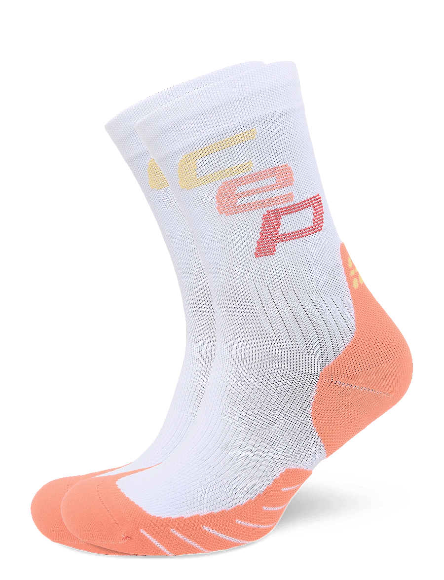 CEP - CORE RUN EDT. STEPS SOCKS, MID CUT - white/coral - 0