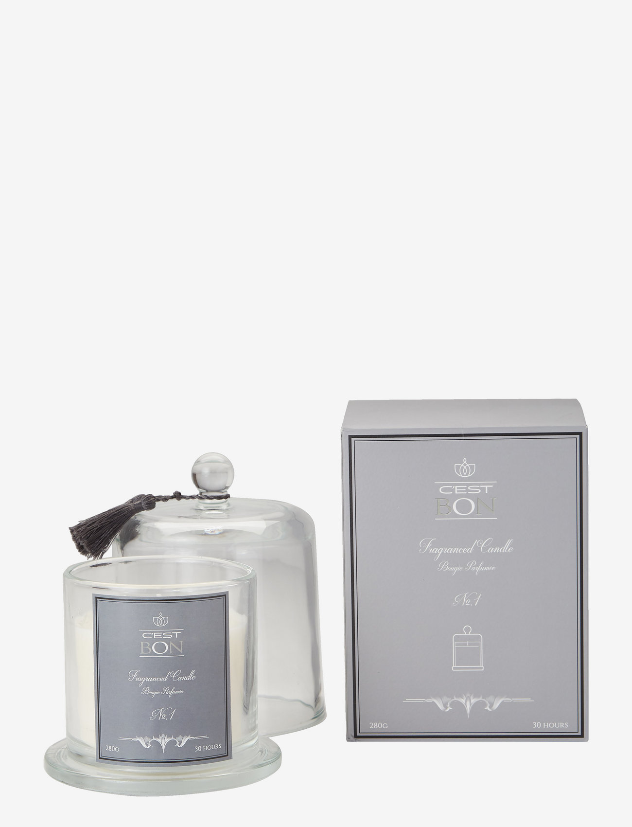 C'est Bon - Scented candle in a glas dome w tassel fragrance No.1 - scented candles - grey - 0