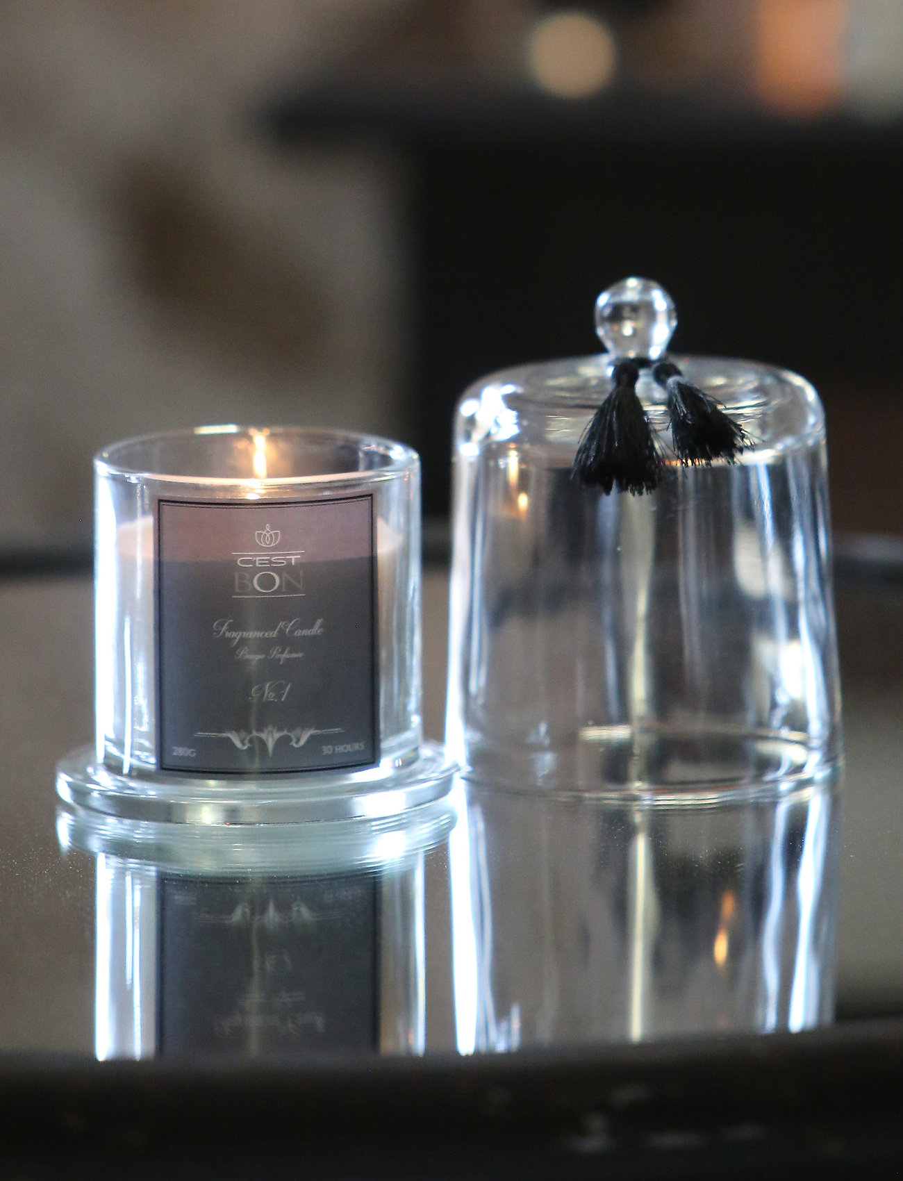C'est Bon - Scented candle in a glas dome w tassel fragrance No.1 - alhaisimmat hinnat - grey - 1