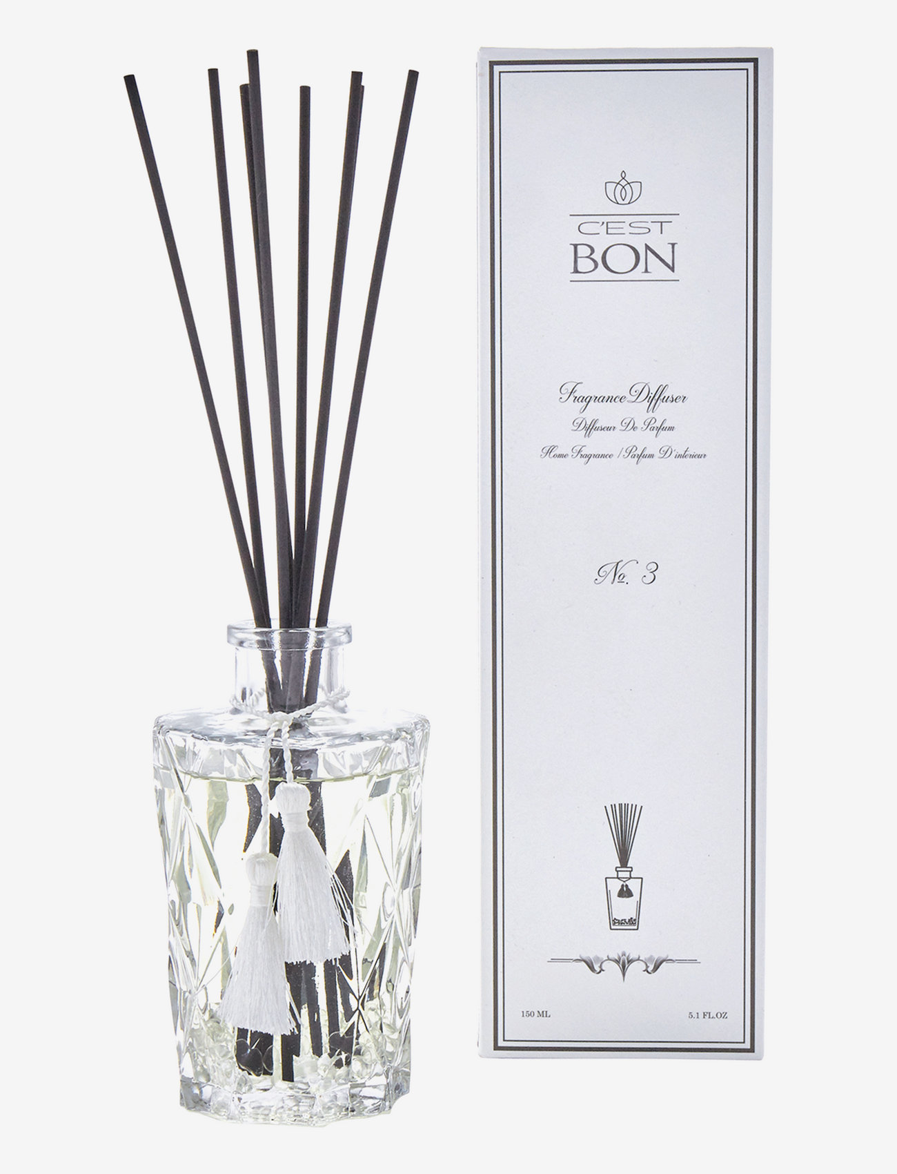 C'est Bon - Diffuser harlekin bottle w tassel fragrance No.3 - white - 0