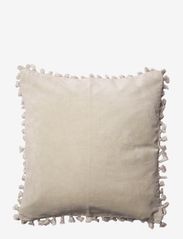 Cushion cover velvet cotton w fringe - LINEN