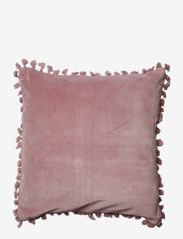 Cushion cover velvet cotton w fringe - OLD ROSE
