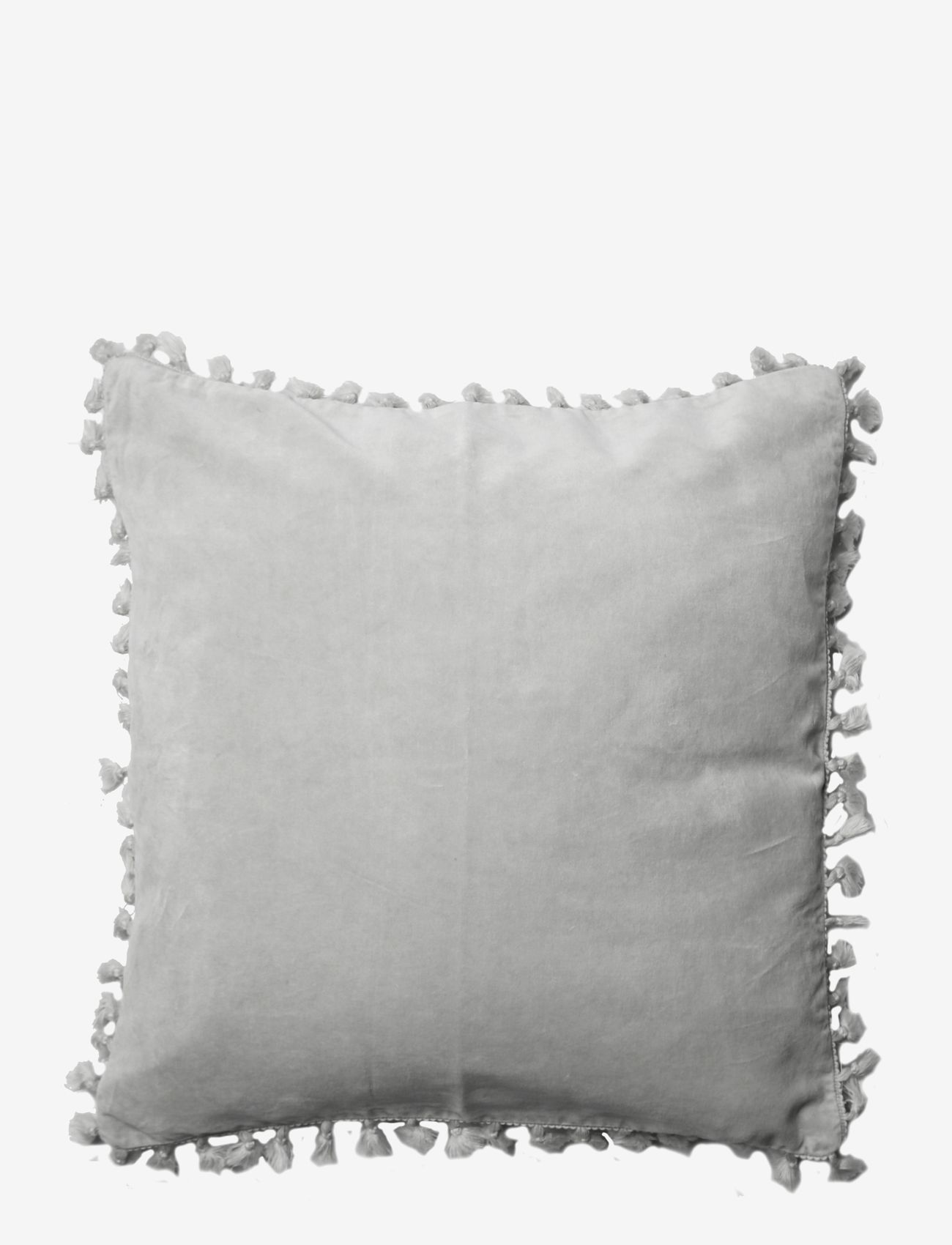 C'est Bon - Cushion cover velvet cotton w fringe - köp efter pris - light grey - 0