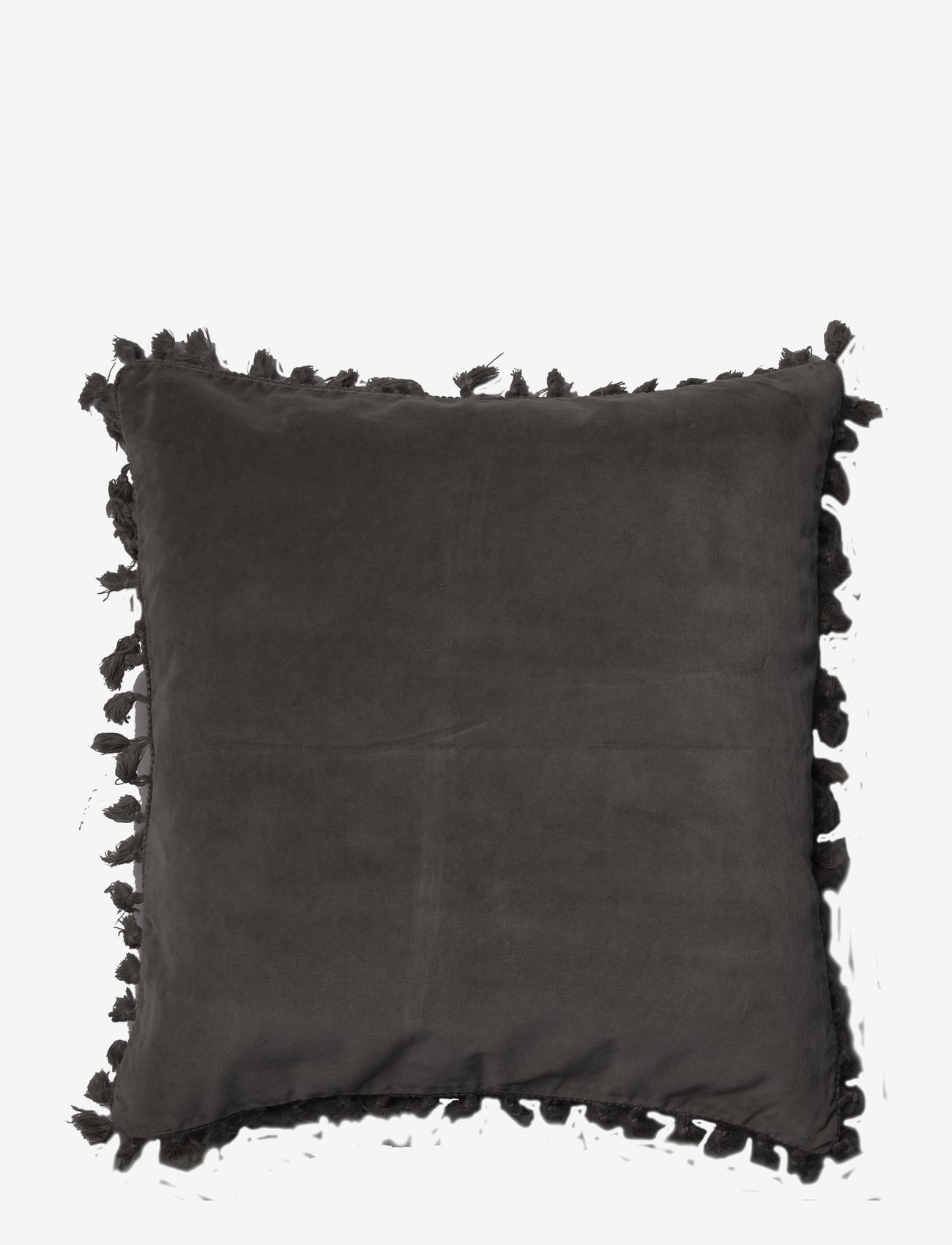 C'est Bon - Cushion cover velvet cotton w fringe - lägsta priserna - anthracite - 0