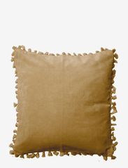 Cushion cover velvet cotton w fringe - YELLOW