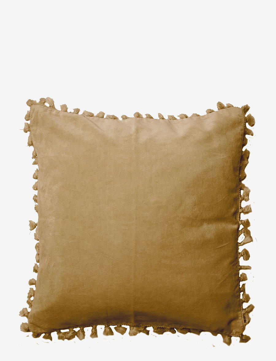 C'est Bon - Cushion cover velvet cotton w fringe - padjakatted - yellow - 0