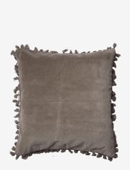 Cushion cover velvet cotton w fringe - GREY