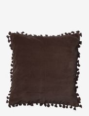 Cushion cover velvet cotton w fringe - MOKKA
