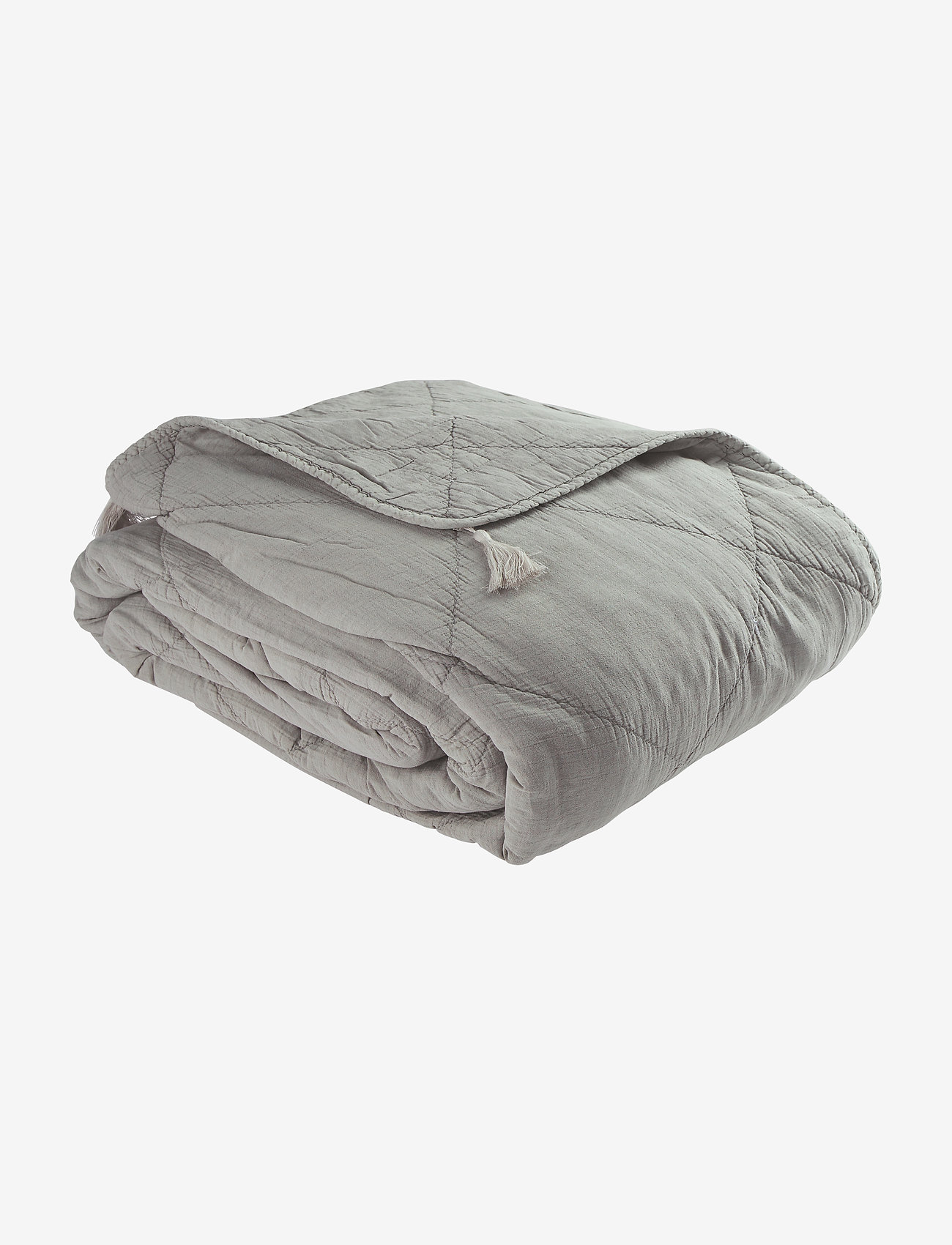 C'est Bon - Bedspread cotton w linentassels - sängtextilier - light grey - 0