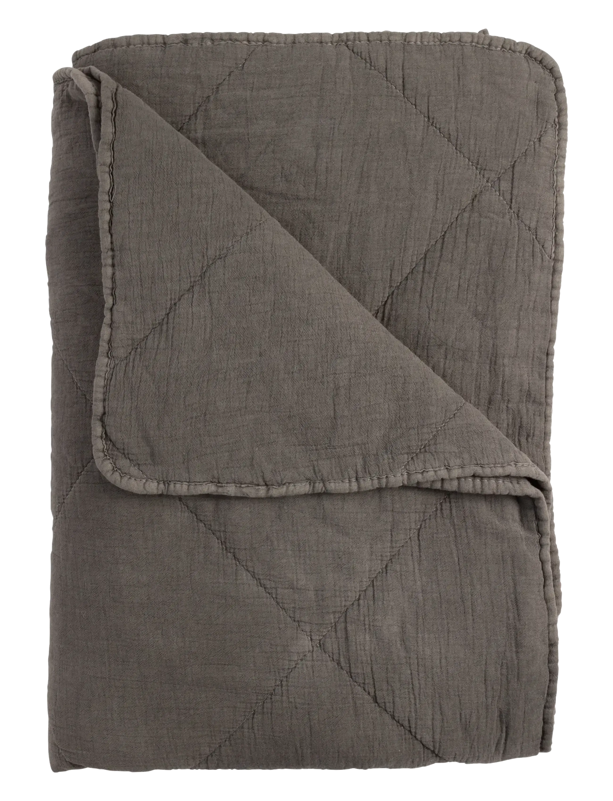 Bedspread cotton w linentassels - ANTHRACITE