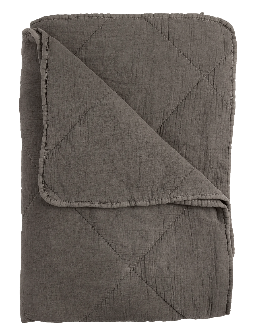C'est Bon - Bedspread cotton w linentassels - kodu - anthracite - 0