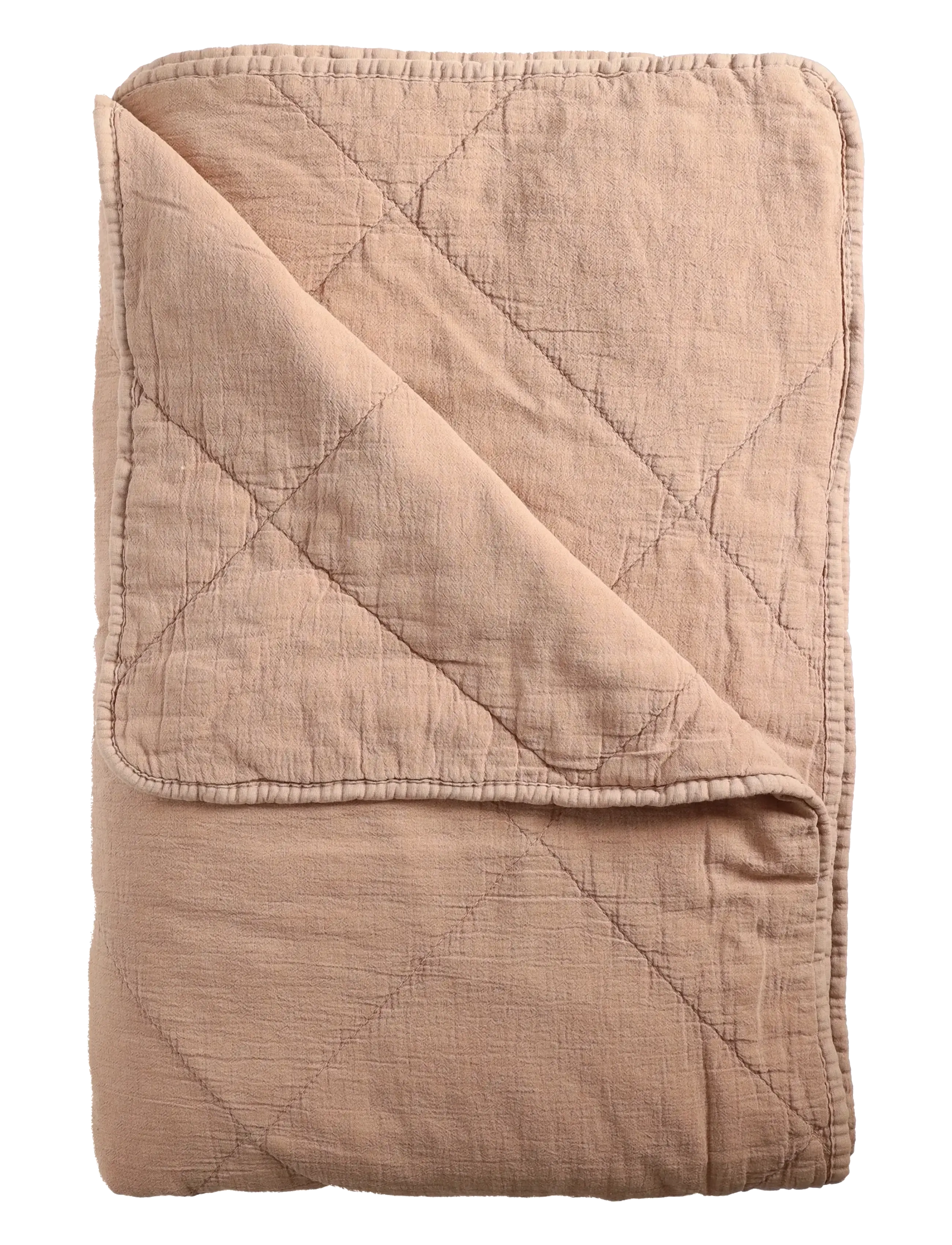 Bedspread cotton w linentassels - LIGHT MOKKA