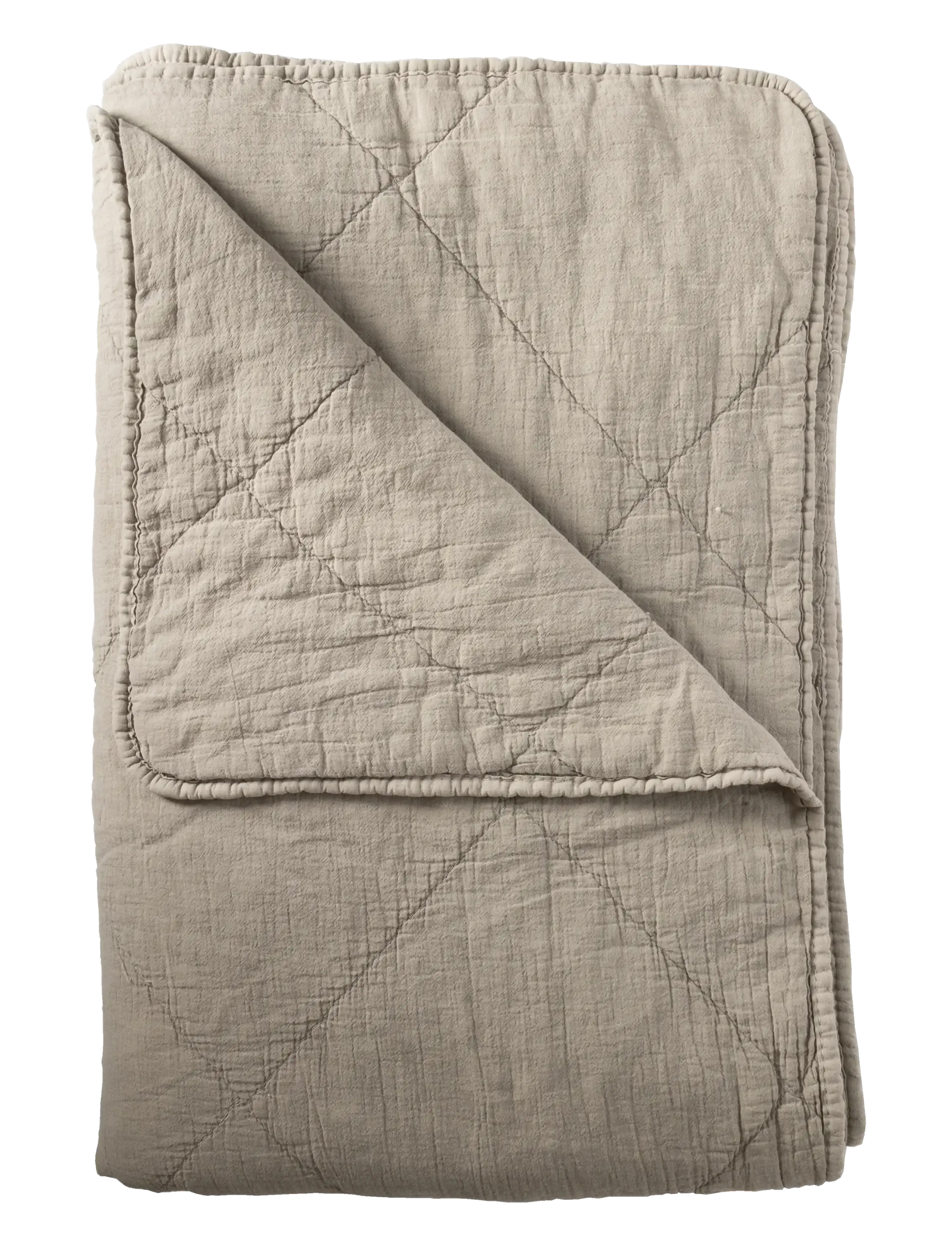 Plaid cotton w linentassels - LIGHT GREY