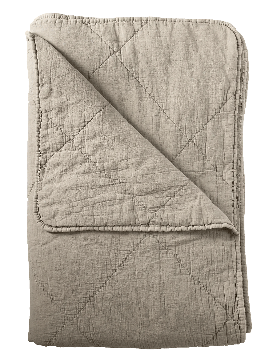 C'est Bon - Plaid cotton w linentassels - decken - light grey - 0
