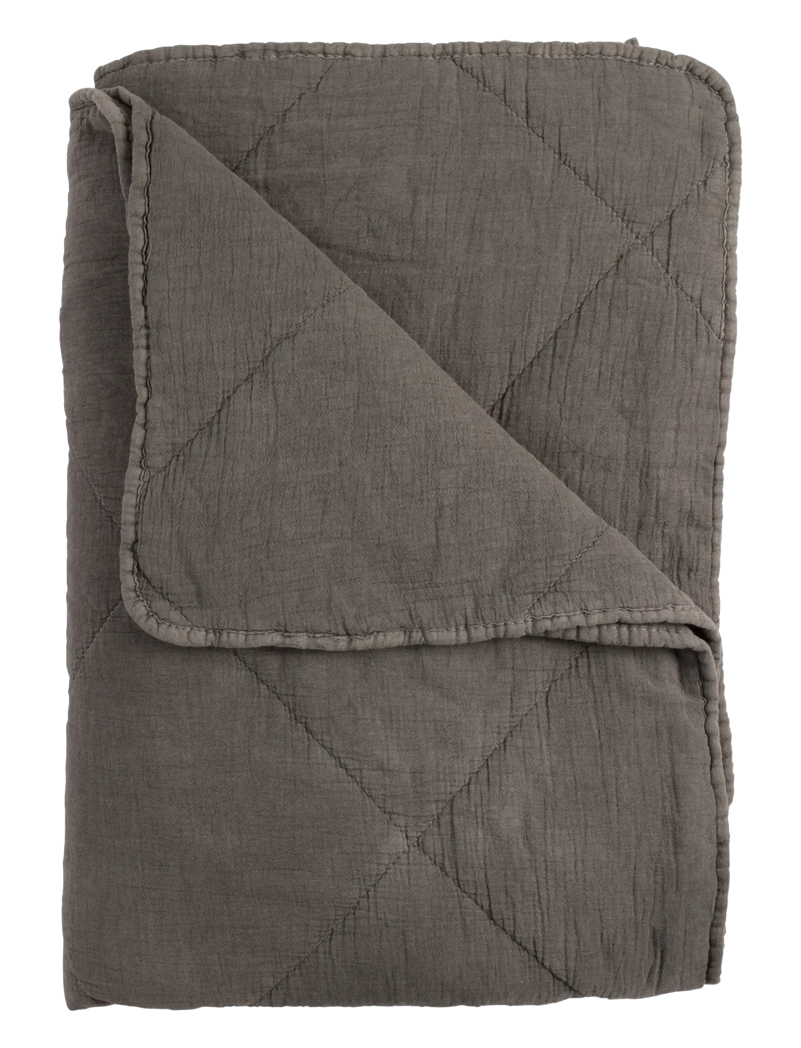 Plaid cotton w linentassels - ANTHRACITE