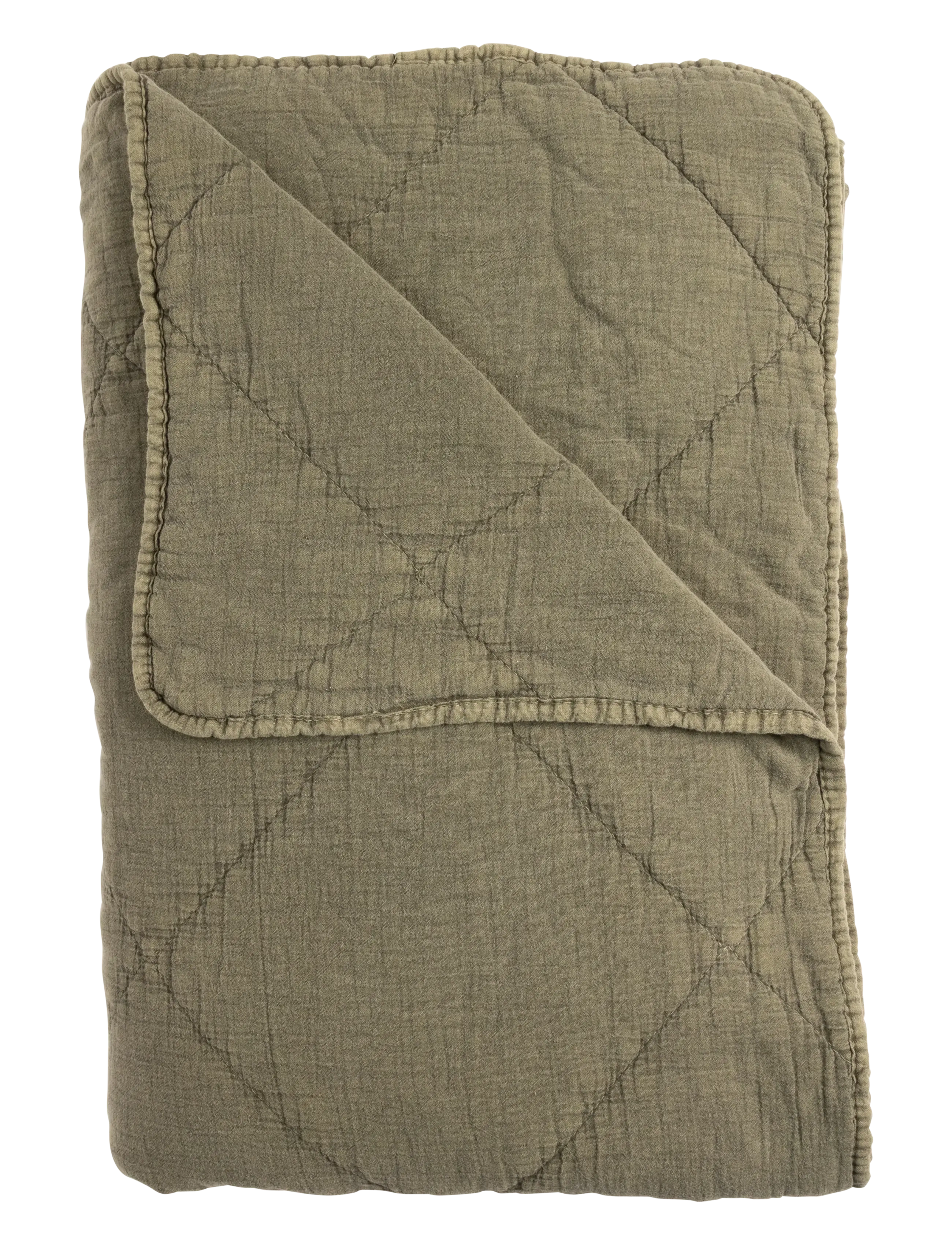 Plaid cotton w linentassels - ARMY