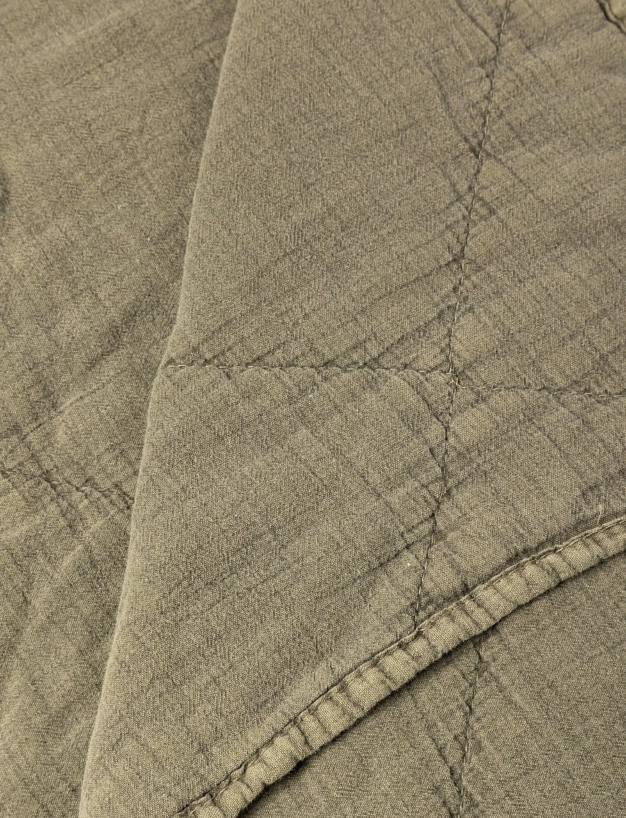 C'est Bon - Plaid cotton w linentassels - tagesdecken - army - 1