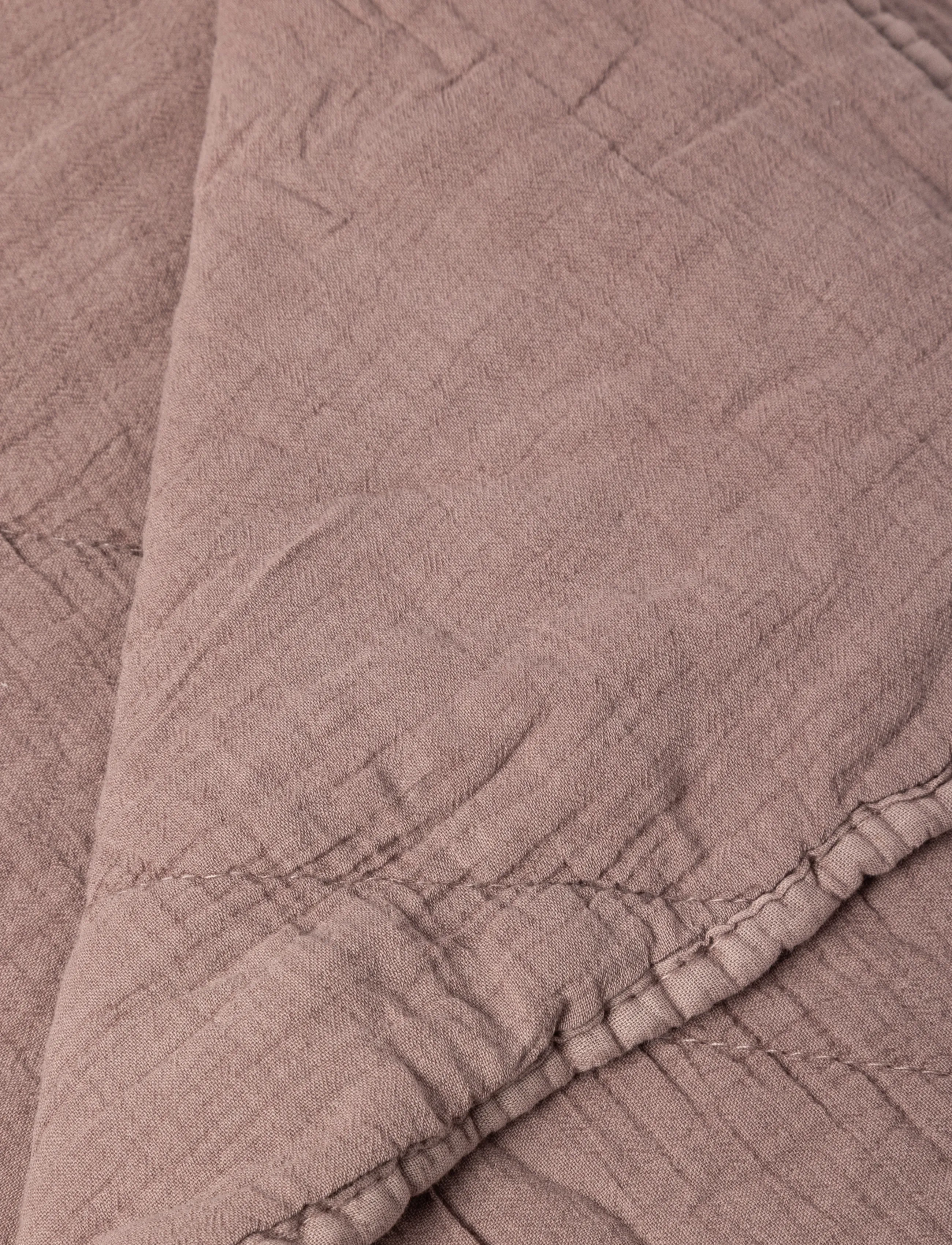C'est Bon - Plaid cotton w linentassels - bedspreads - light purple - 1