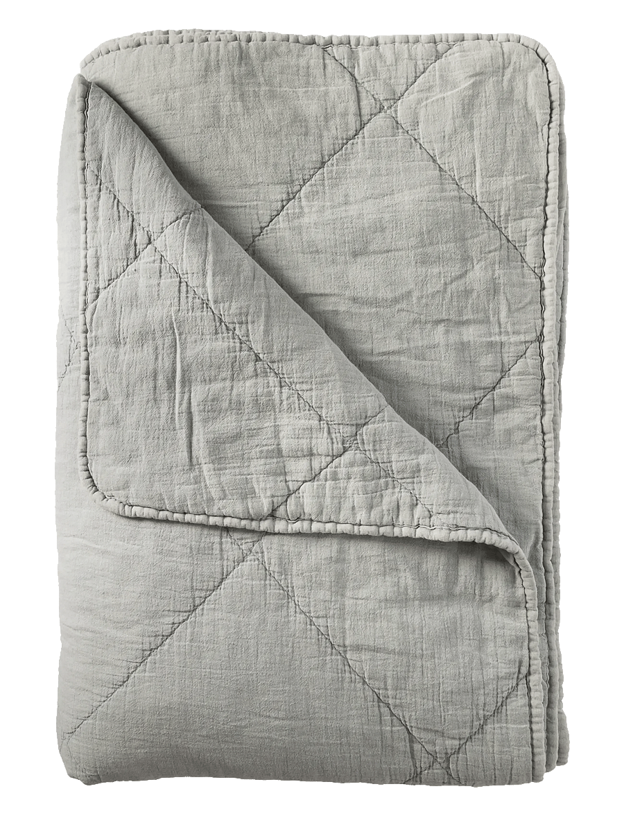 C'est Bon - Plaid cotton w linentassels - tagesdecken - dusty blue - 0