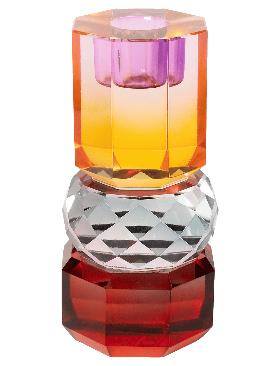 C'est Bon - Crystal holder, red/blue/orange, 13xø6 cm - Žvakidės - red/blue/orange - 0
