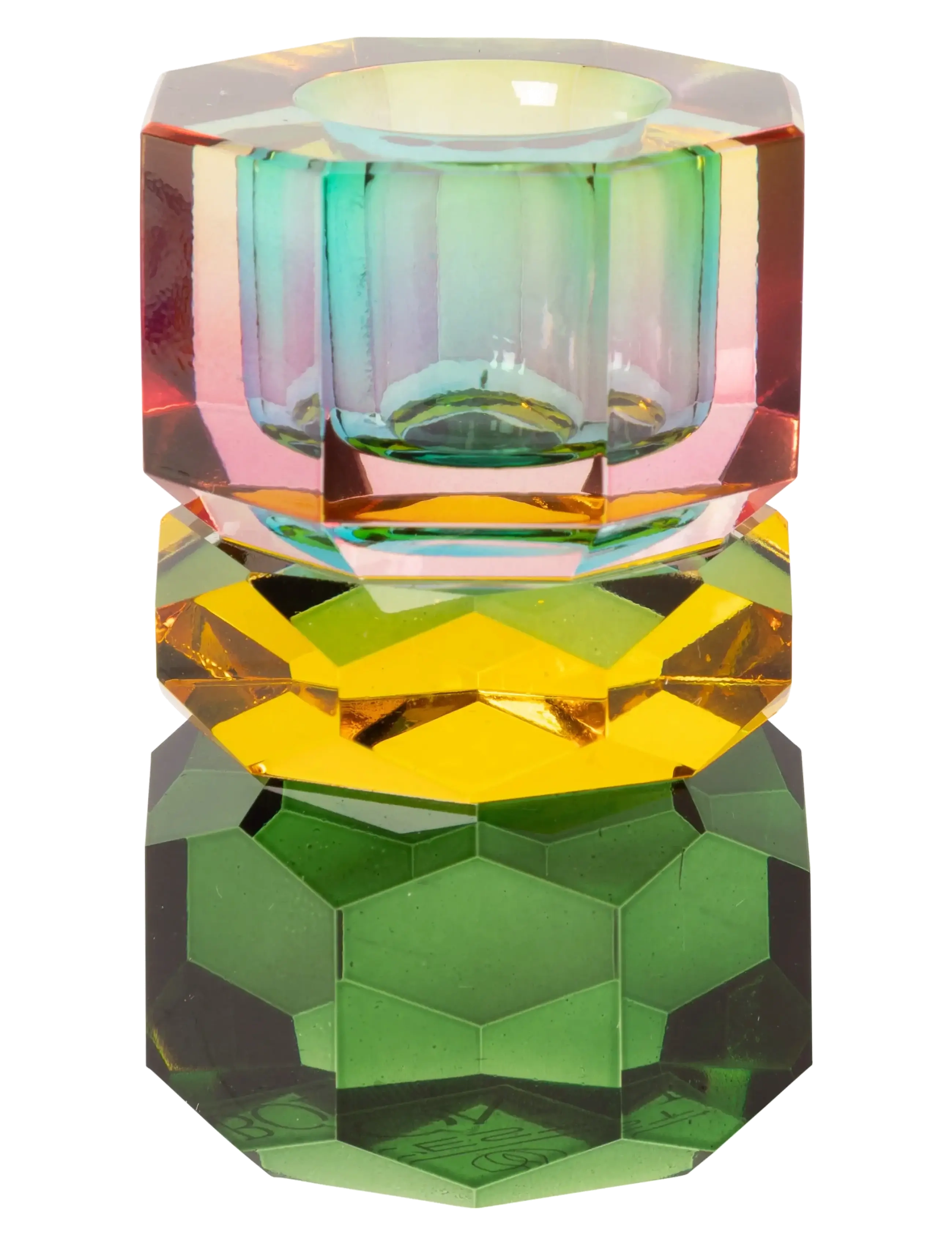 Crystal candle holder - GREEN/PEACH/PINK OMBRE